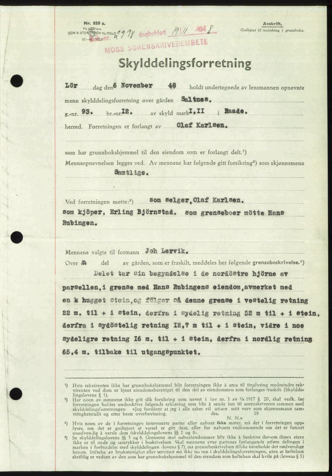 Moss sorenskriveri, SAO/A-10168: Pantebok nr. A20, 1948-1948, Dagboknr: 2978/1948