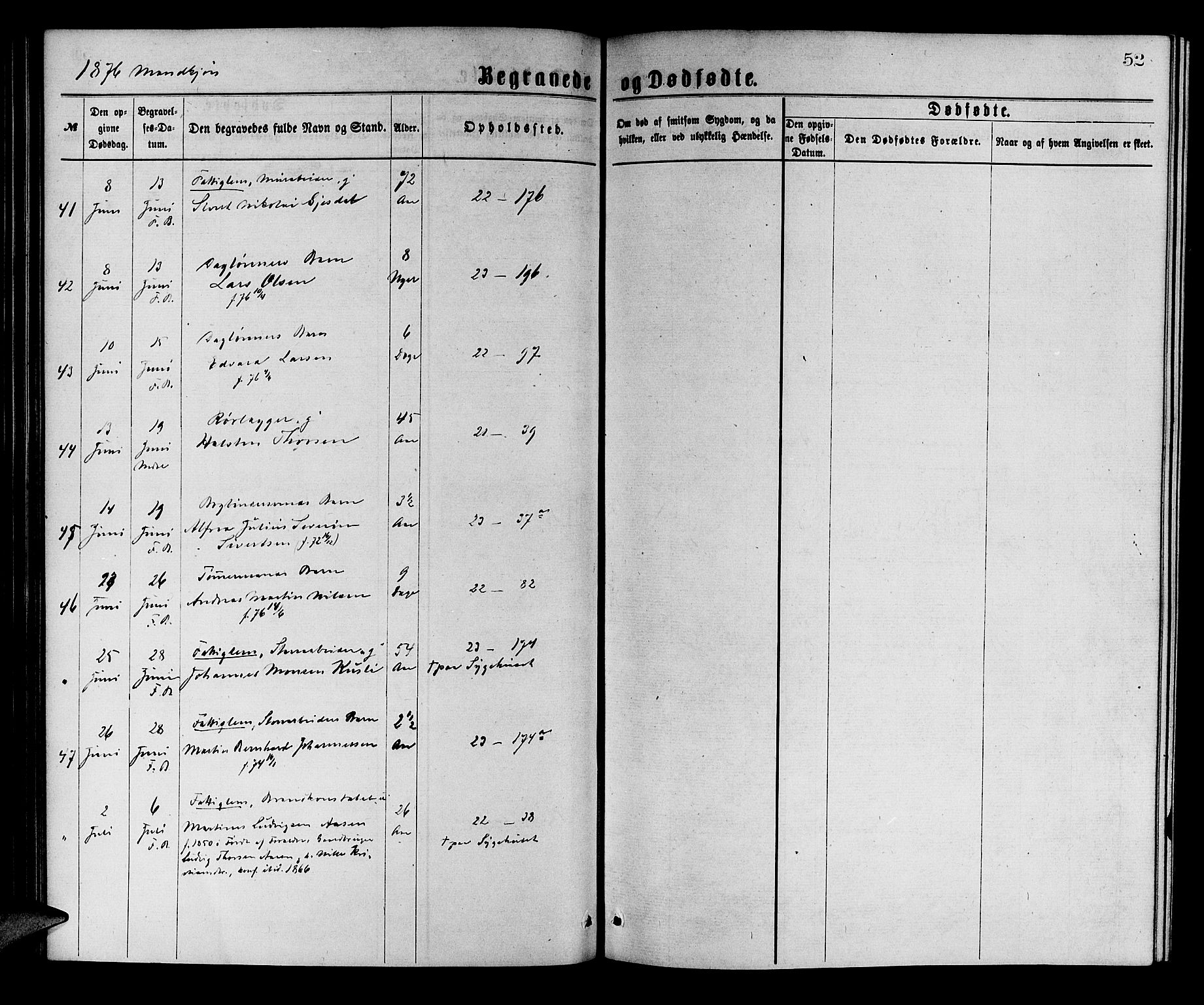 Korskirken sokneprestembete, AV/SAB-A-76101/H/Hab: Klokkerbok nr. E 3, 1871-1883, s. 52