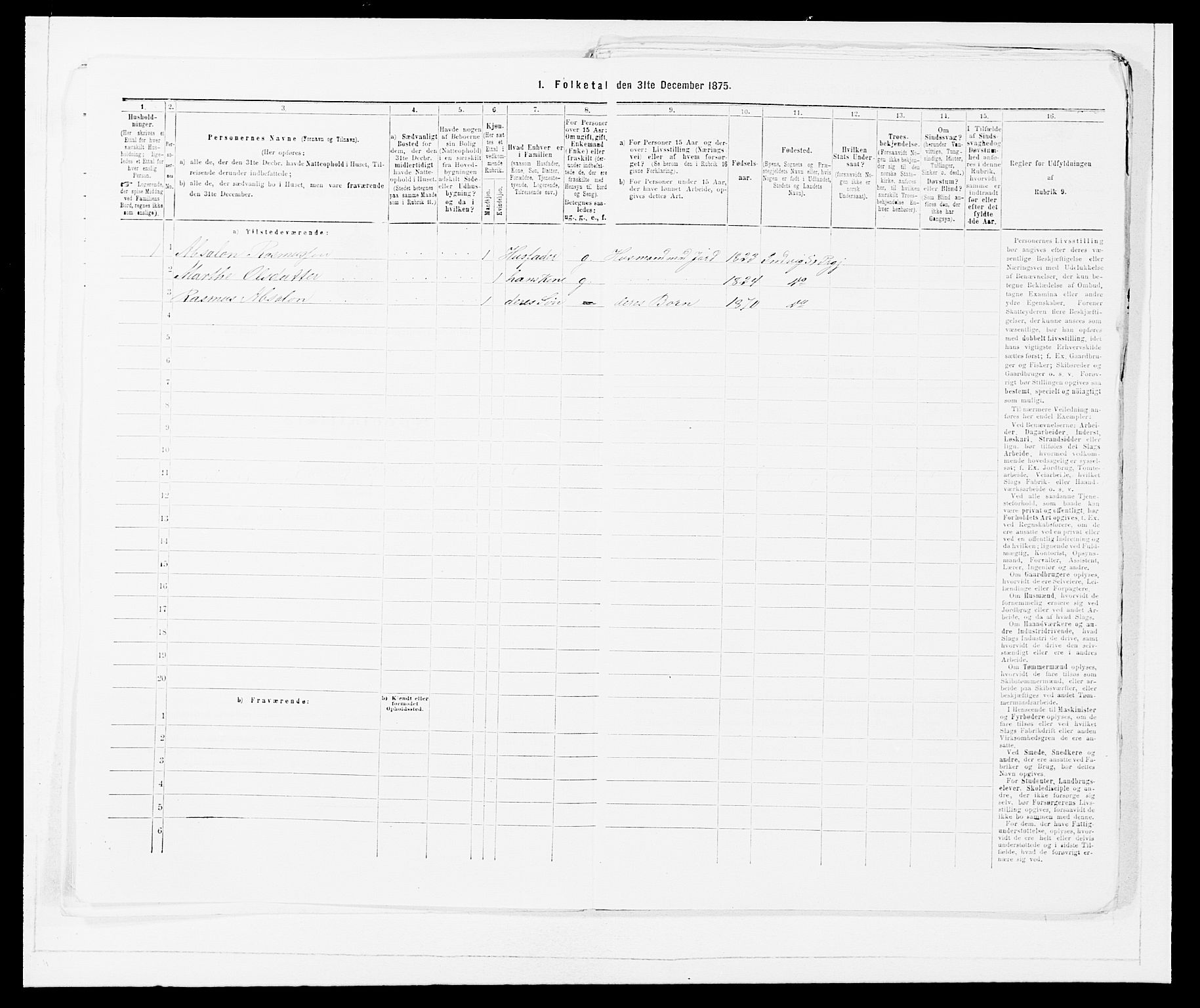 SAB, Folketelling 1875 for 1447P Innvik prestegjeld, 1875, s. 537