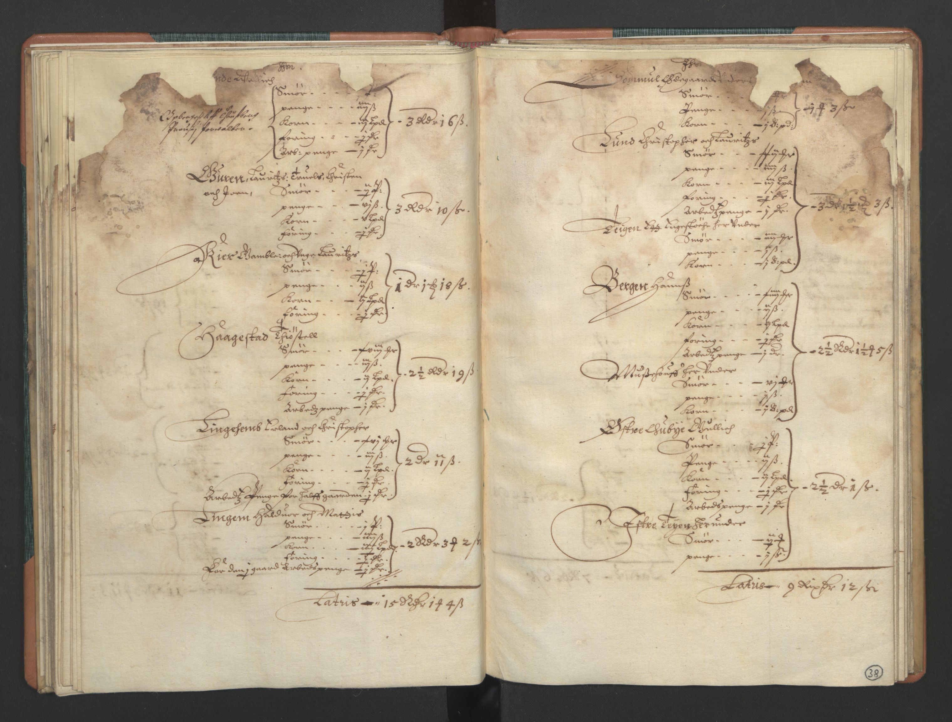 Rentekammeret inntil 1814, Realistisk ordnet avdeling, AV/RA-EA-4070/L/L0015/0002: Tønsberg lagdømme. Brunla len: / Brunla len. Kronens jordebok, 1661, s. 37b-38a