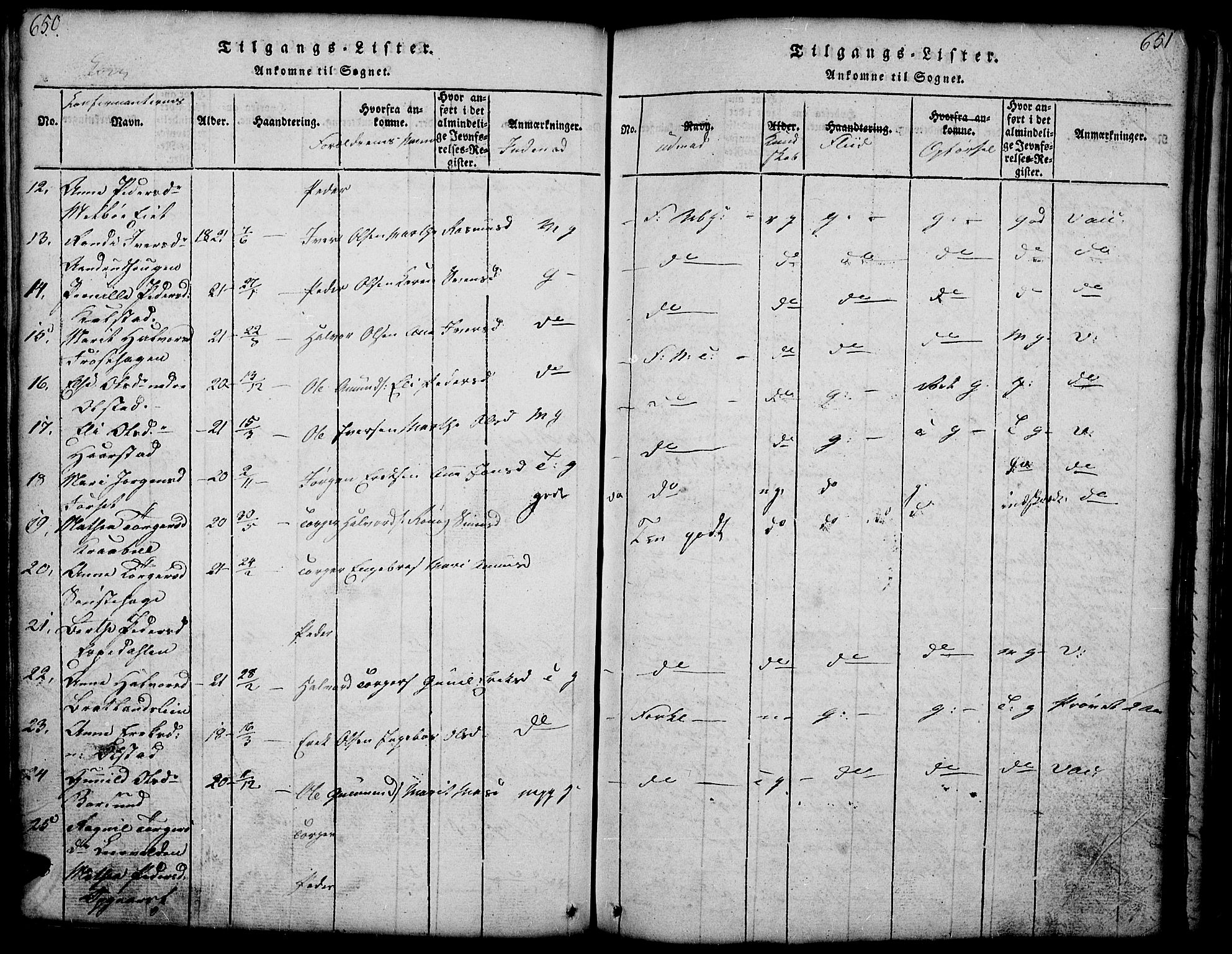 Gausdal prestekontor, AV/SAH-PREST-090/H/Ha/Hab/L0001: Klokkerbok nr. 1, 1817-1848, s. 650-651