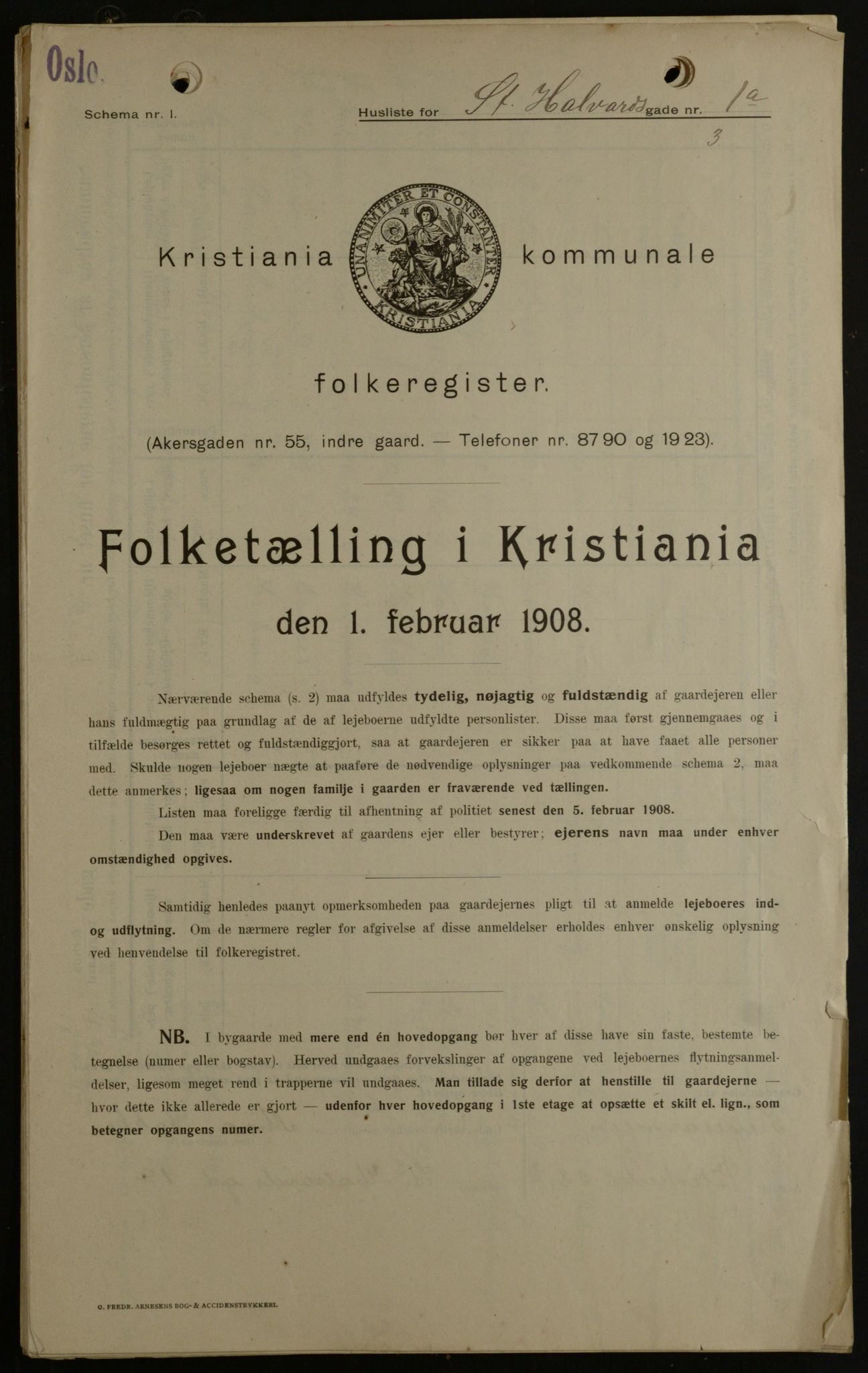 OBA, Kommunal folketelling 1.2.1908 for Kristiania kjøpstad, 1908, s. 78783