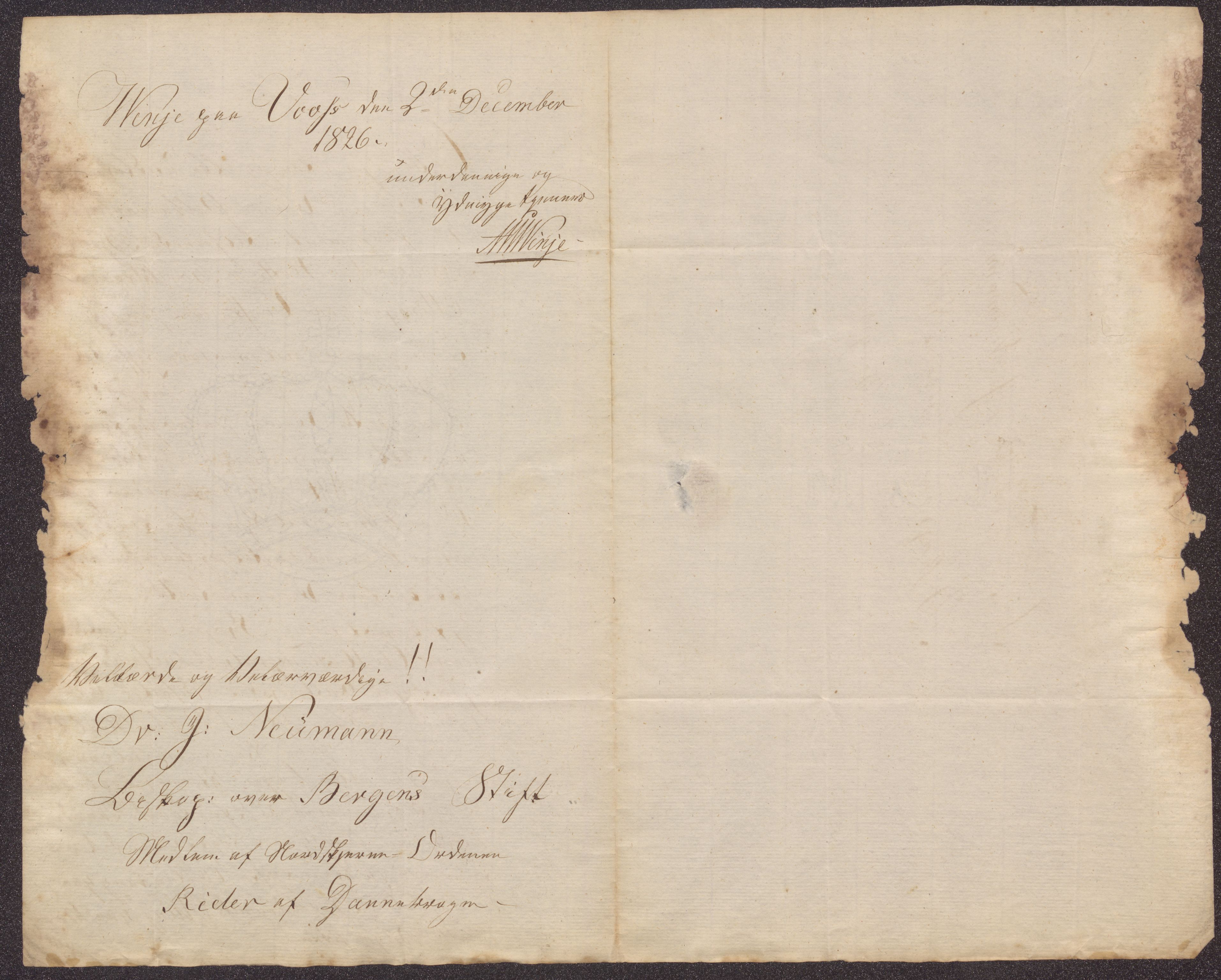 Bergens Museum, UMB/A007/D/Da/L0001/0003: Innkommende brev 1822 - 1826 / Innkommende brev 1826, 1826