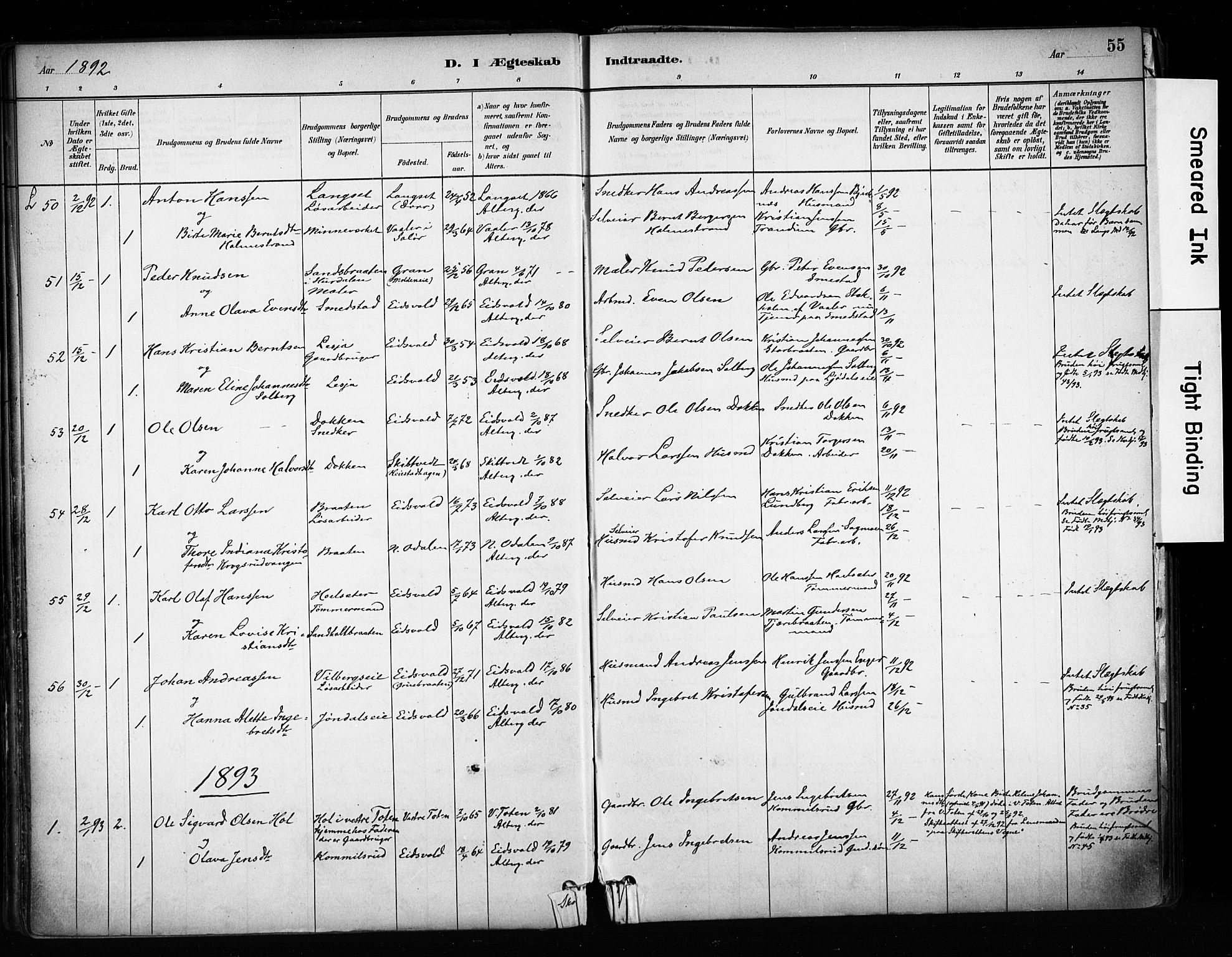 Eidsvoll prestekontor Kirkebøker, AV/SAO-A-10888/F/Fa/L0003: Ministerialbok nr. I 3, 1882-1895, s. 55
