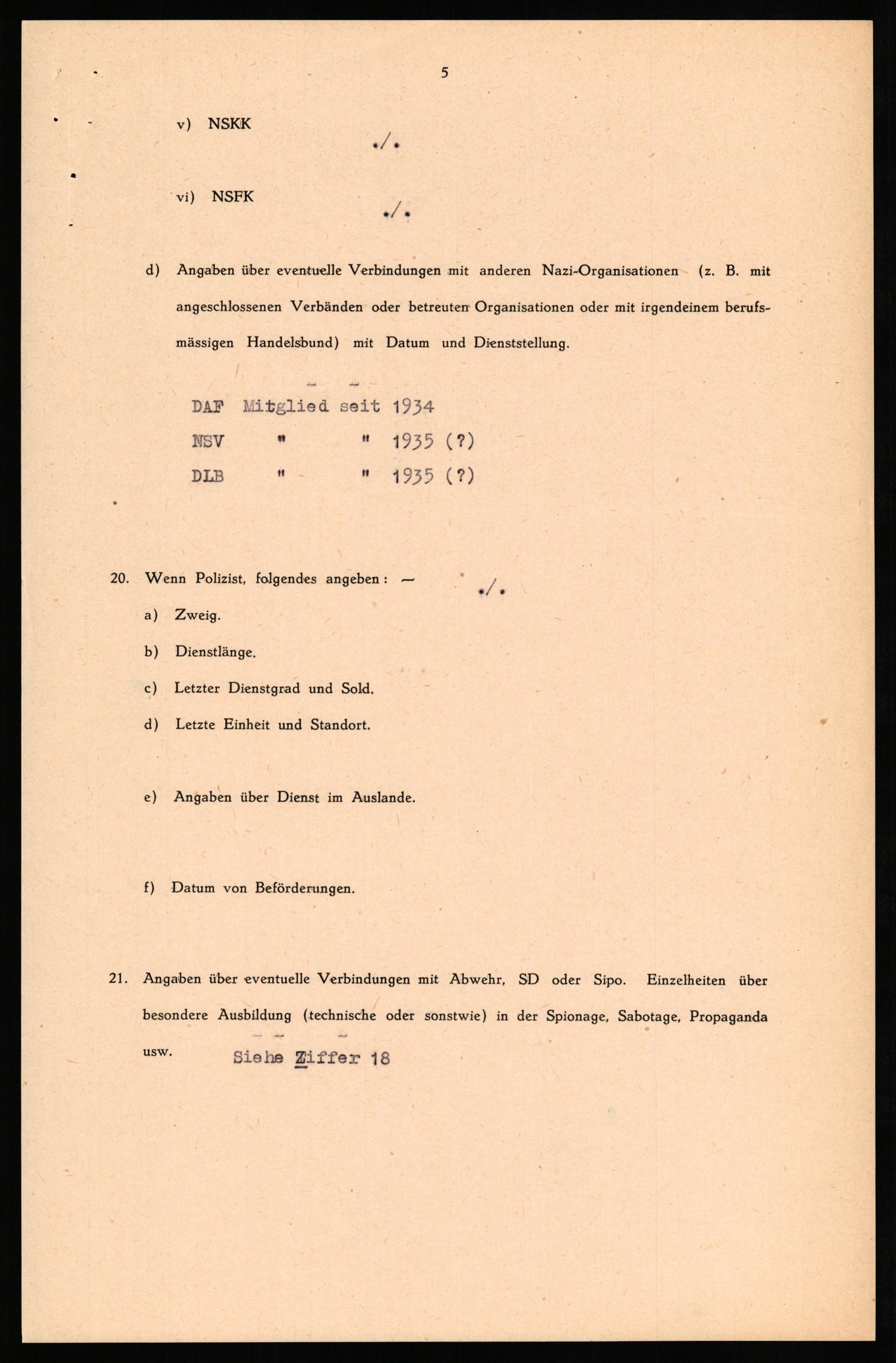 Forsvaret, Forsvarets overkommando II, AV/RA-RAFA-3915/D/Db/L0030: CI Questionaires. Tyske okkupasjonsstyrker i Norge. Tyskere., 1945-1946, s. 275