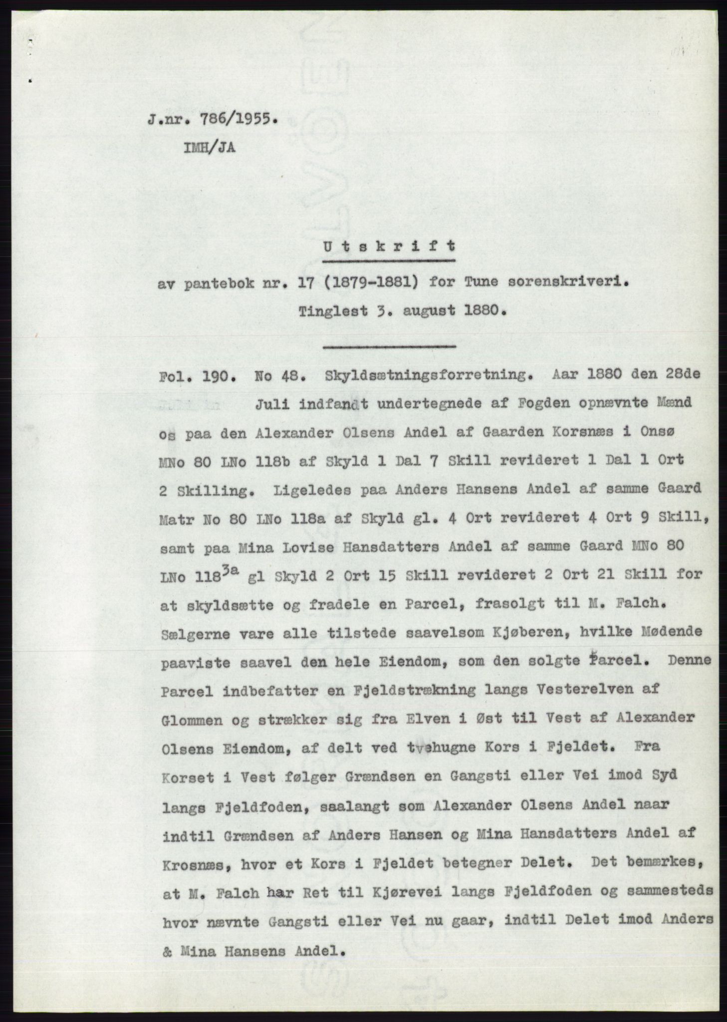 Statsarkivet i Oslo, SAO/A-10621/Z/Zd/L0003: Avskrifter, j.nr 714-1202/1955, 1955, s. 26