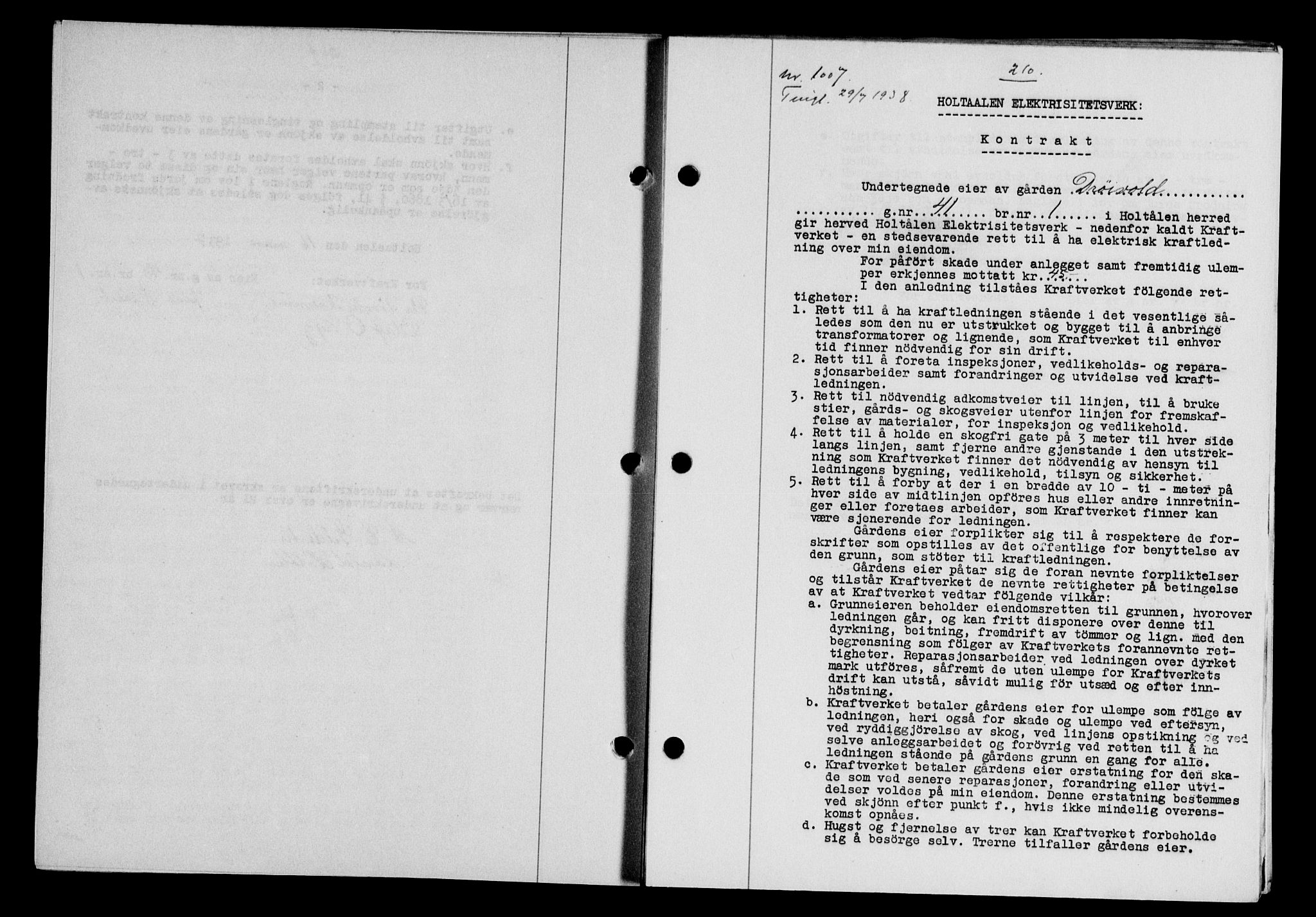 Gauldal sorenskriveri, SAT/A-0014/1/2/2C/L0049: Pantebok nr. 53, 1938-1938, Dagboknr: 1007/1938