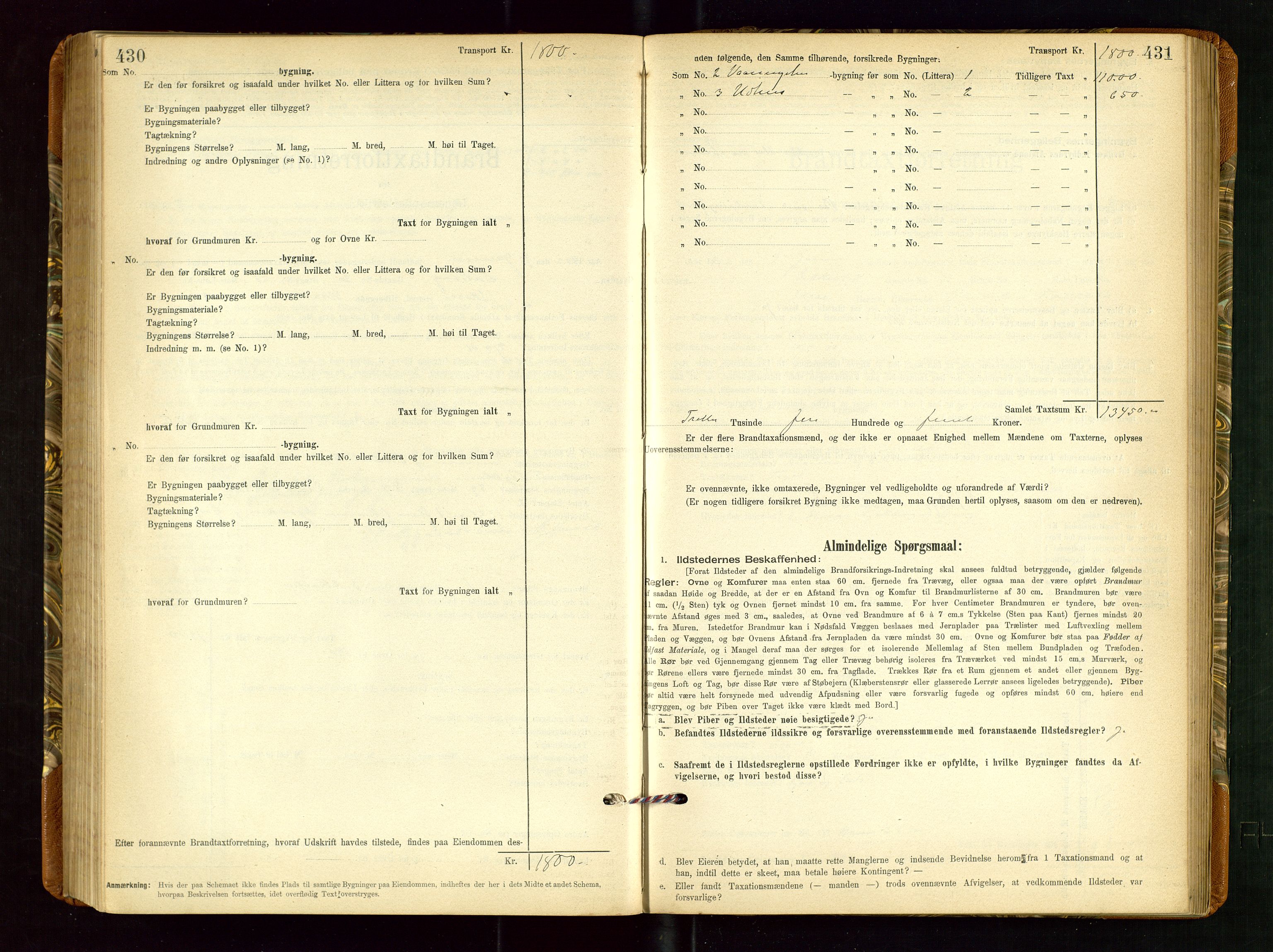 Torvestad lensmannskontor, SAST/A-100307/1/Gob/L0002: "Brandtakstprotokol for Lensmanden i Torvestad", 1900-1905, s. 430-431