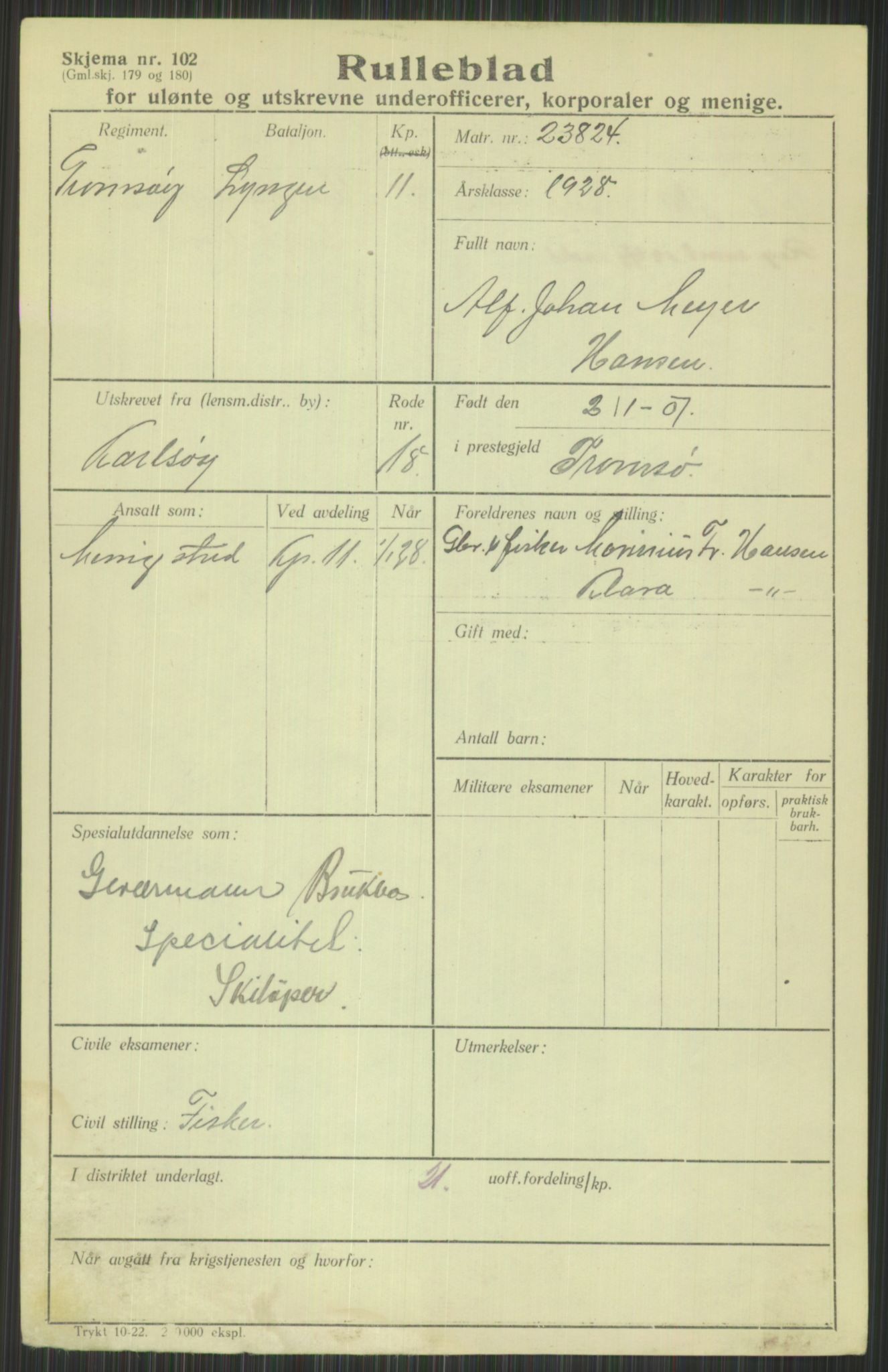 Forsvaret, Troms infanteriregiment nr. 16, AV/RA-RAFA-3146/P/Pa/L0013/0003: Rulleblad / Rulleblad for regimentets menige mannskaper, årsklasse 1928, 1928, s. 165