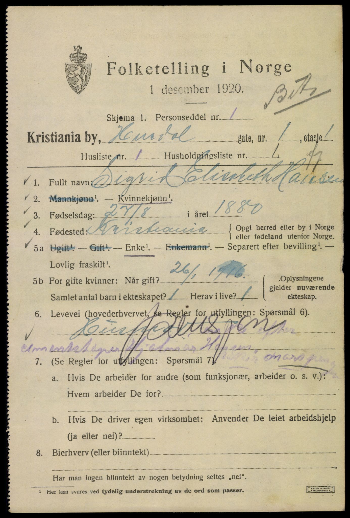 SAO, Folketelling 1920 for 0301 Kristiania kjøpstad, 1920, s. 301793