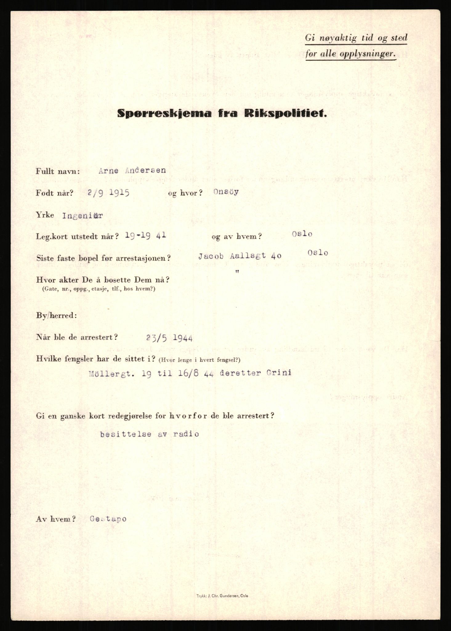 Rikspolitisjefen, AV/RA-S-1560/L/L0001: Abelseth, Rudolf - Berentsen, Odd, 1940-1945, s. 258