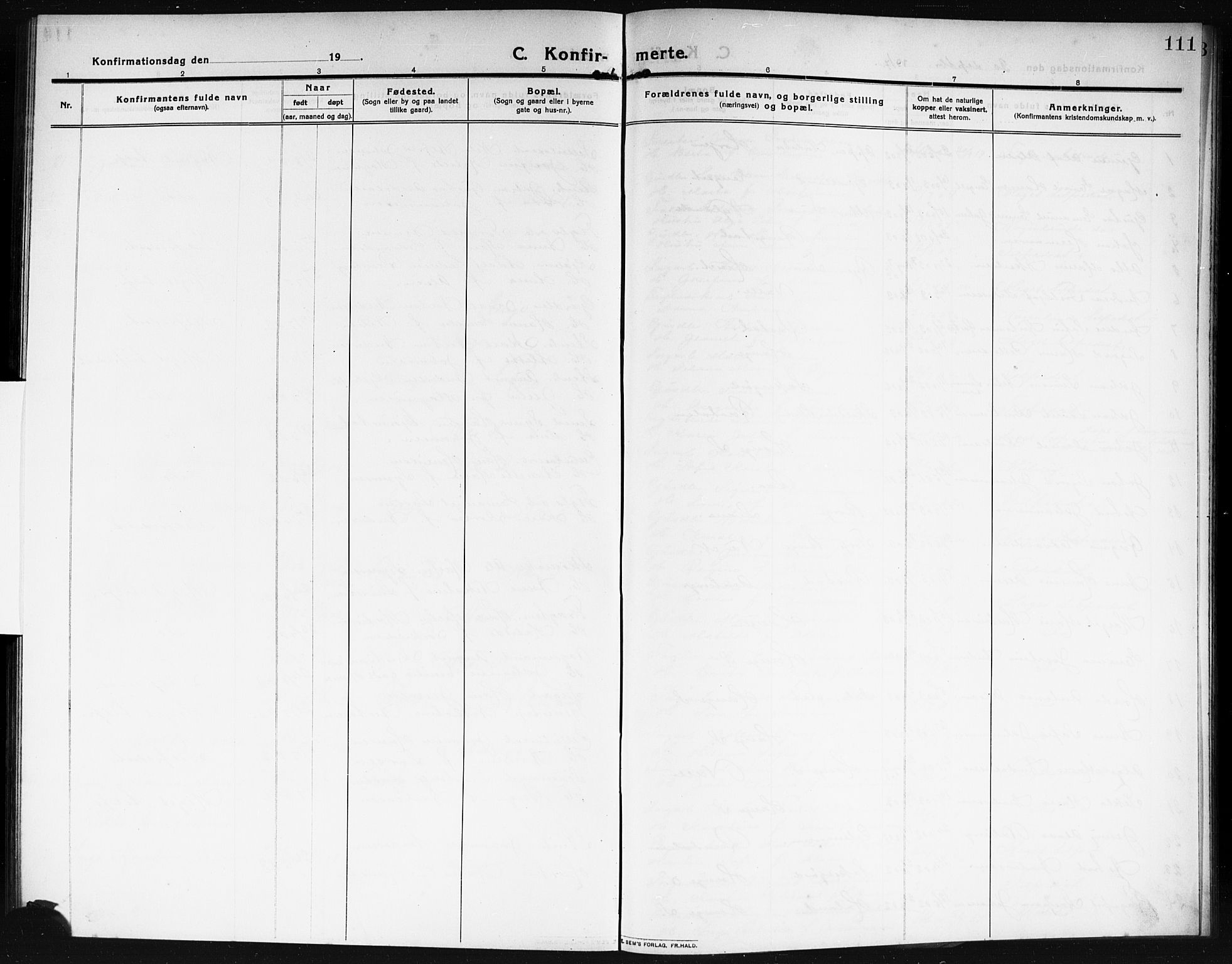 Rolvsøy prestekontor Kirkebøker, AV/SAO-A-2004/G/Ga/L0001: Klokkerbok nr. 1, 1911-1920, s. 111