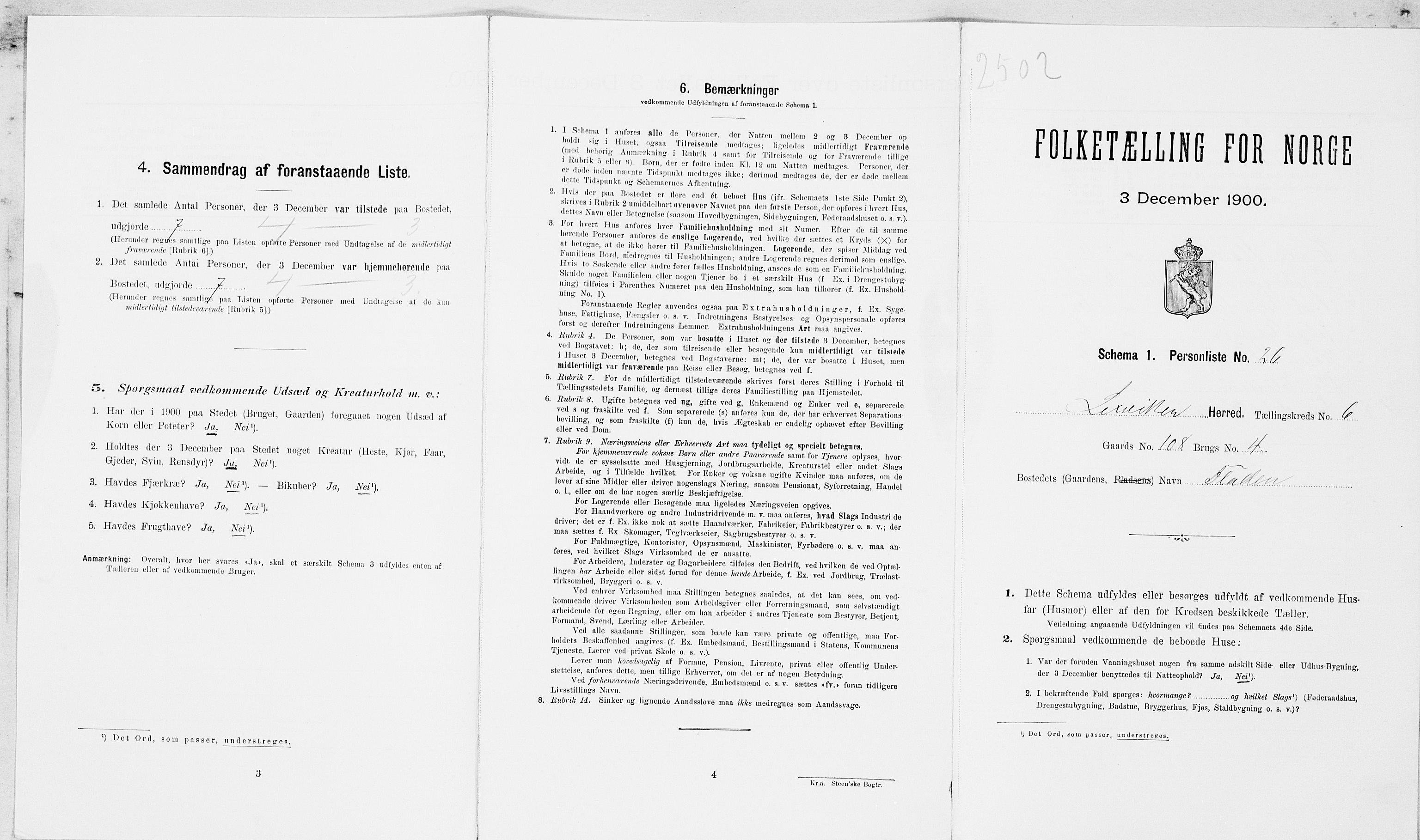 SAT, Folketelling 1900 for 1718 Leksvik herred, 1900, s. 821