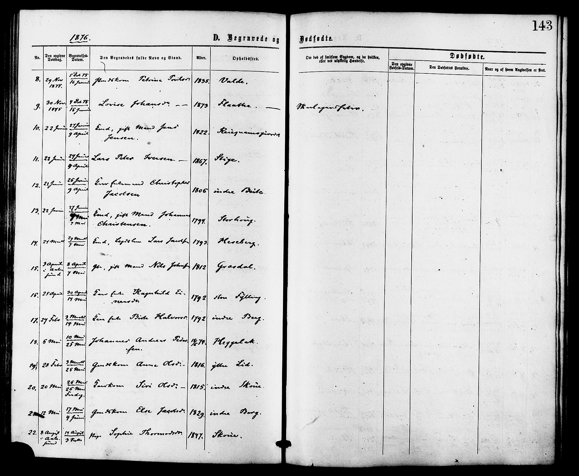 Ministerialprotokoller, klokkerbøker og fødselsregistre - Møre og Romsdal, AV/SAT-A-1454/524/L0355: Ministerialbok nr. 524A07, 1864-1879, s. 143