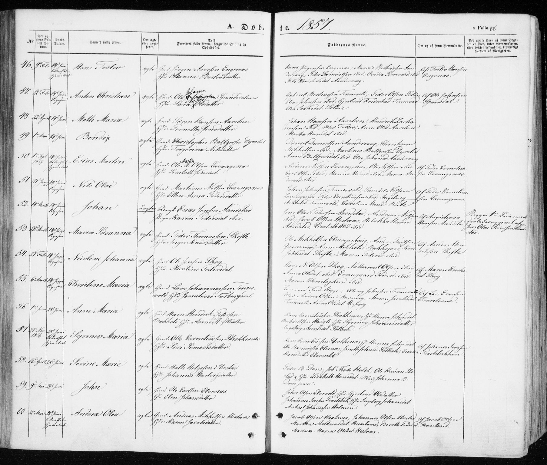 Ibestad sokneprestembete, AV/SATØ-S-0077/H/Ha/Haa/L0008kirke: Ministerialbok nr. 8, 1850-1859, s. 88