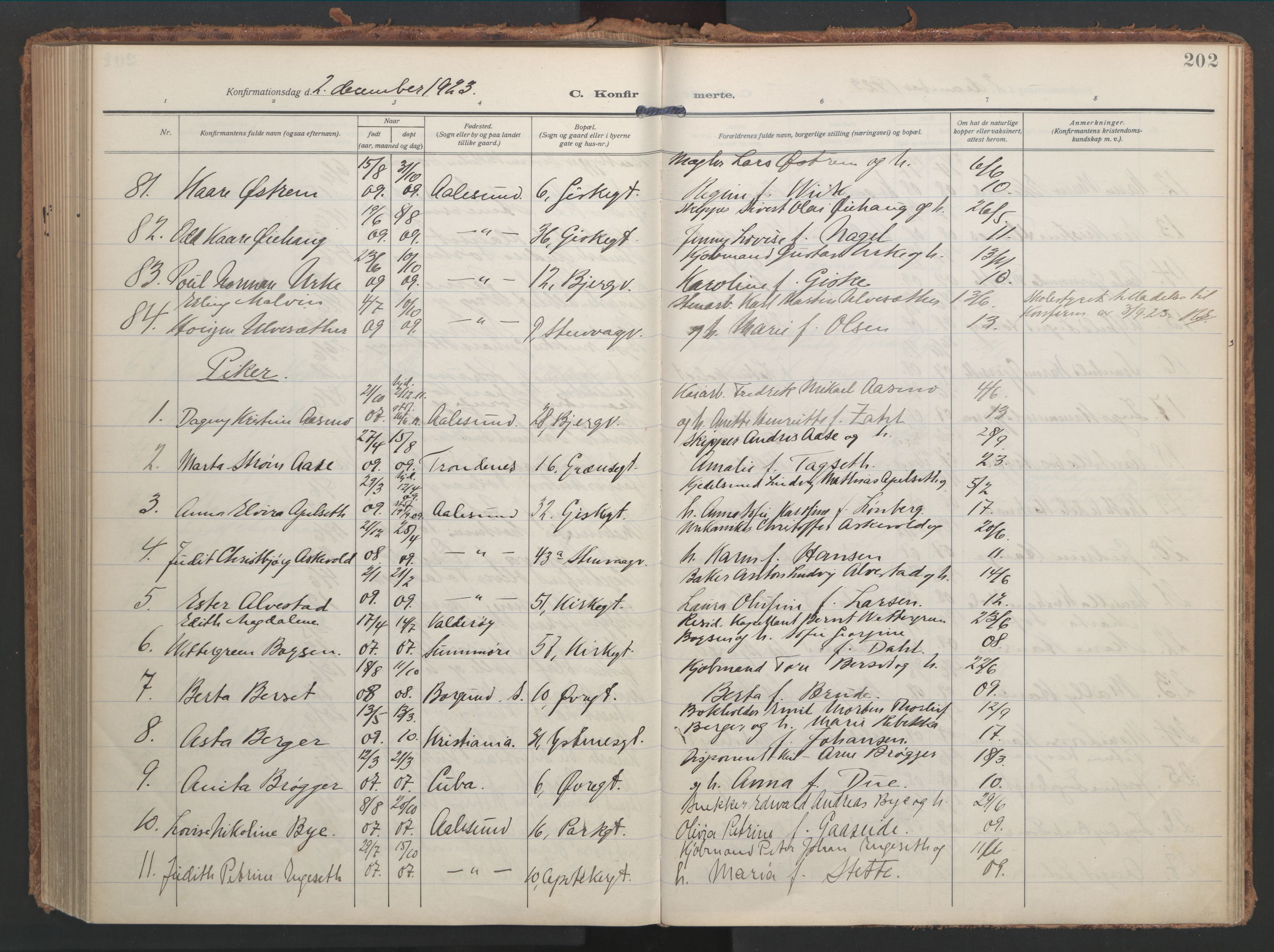 Ministerialprotokoller, klokkerbøker og fødselsregistre - Møre og Romsdal, SAT/A-1454/529/L0461: Ministerialbok nr. 529A11, 1914-1925, s. 202