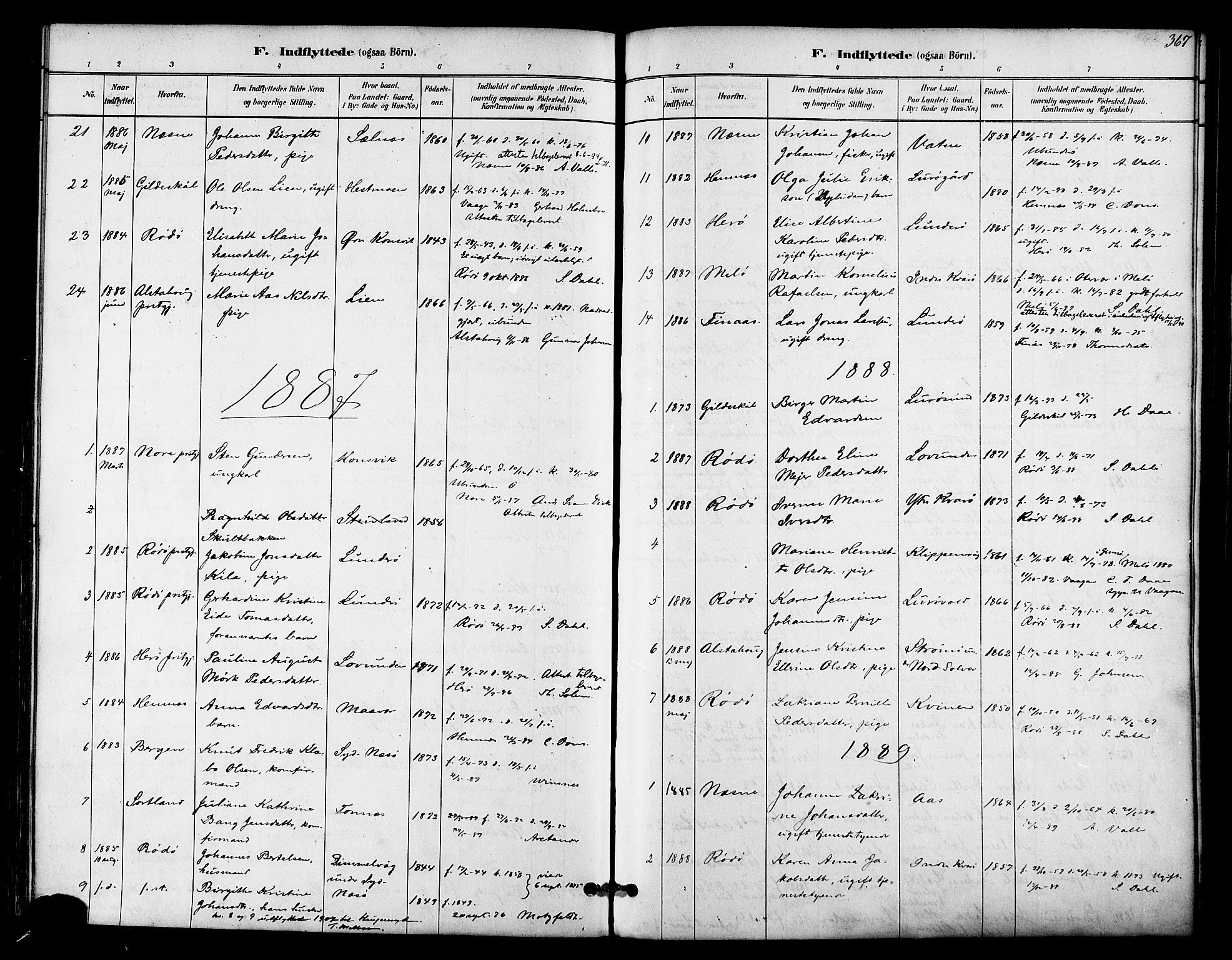 Ministerialprotokoller, klokkerbøker og fødselsregistre - Nordland, AV/SAT-A-1459/839/L0568: Ministerialbok nr. 839A05, 1880-1902, s. 367