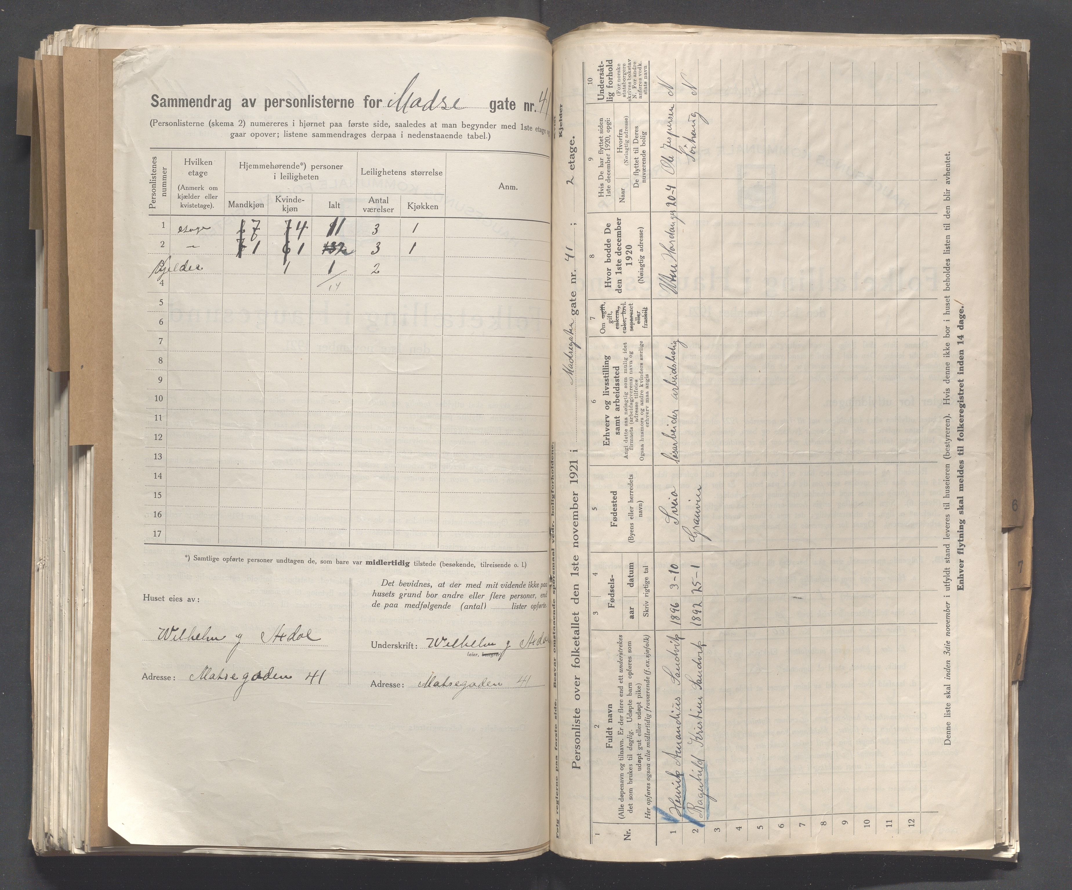 IKAR, Kommunal folketelling 1.11.1921 for Haugesund, 1921, s. 6542