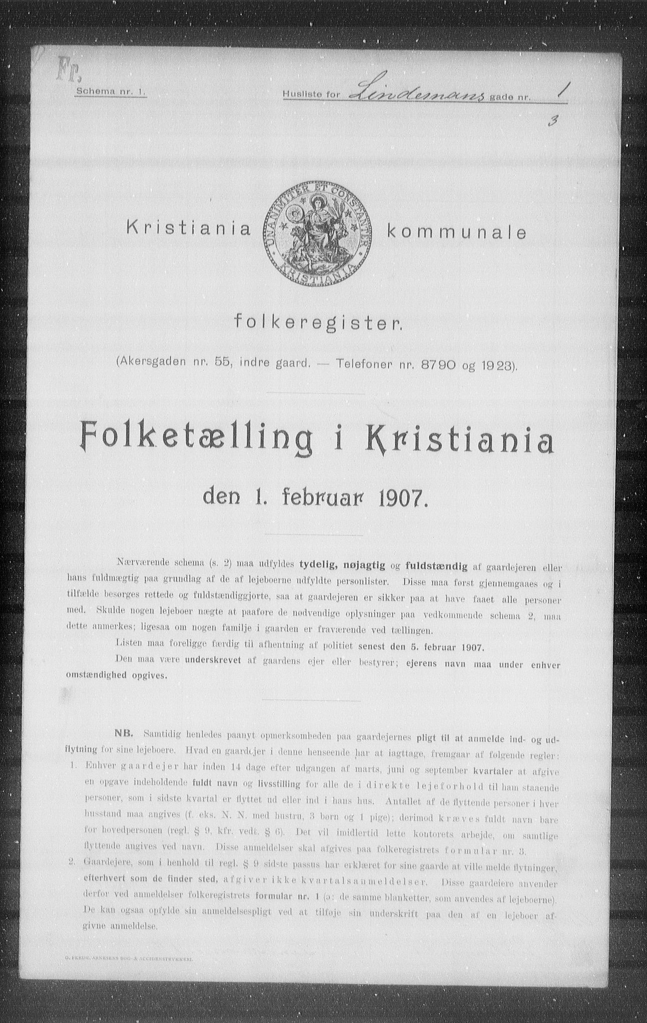 OBA, Kommunal folketelling 1.2.1907 for Kristiania kjøpstad, 1907, s. 29663