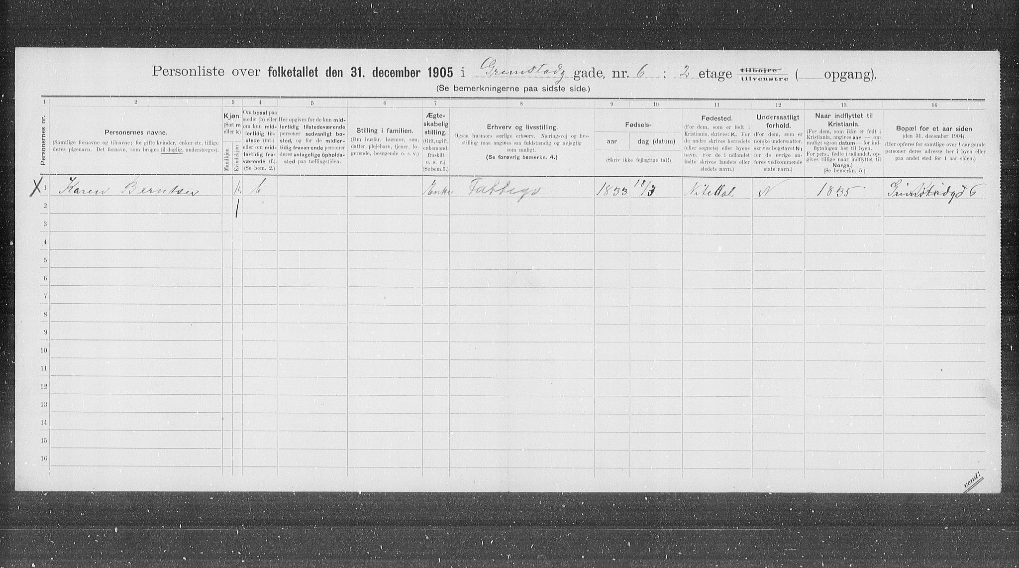 OBA, Kommunal folketelling 31.12.1905 for Kristiania kjøpstad, 1905, s. 15501