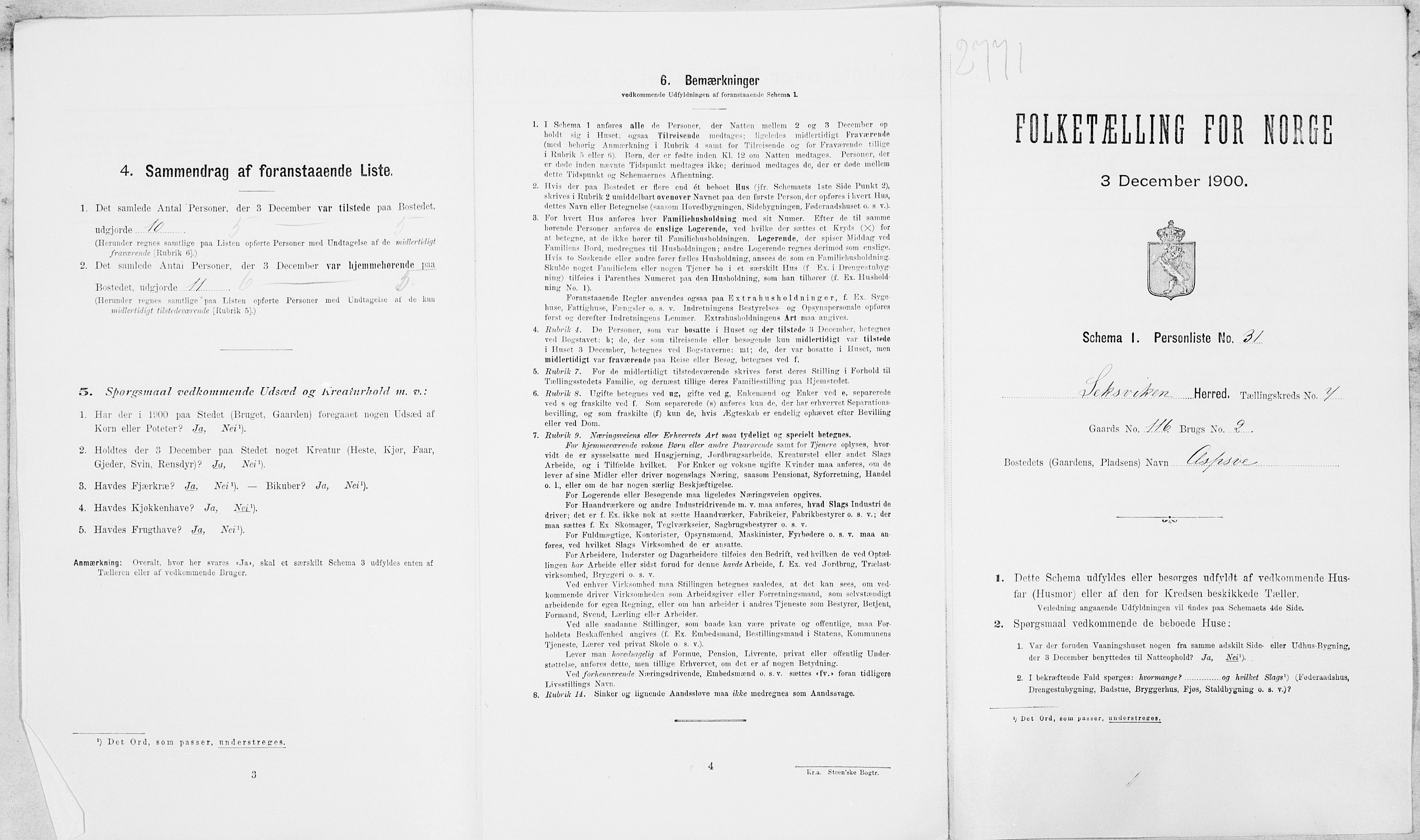 SAT, Folketelling 1900 for 1718 Leksvik herred, 1900, s. 889