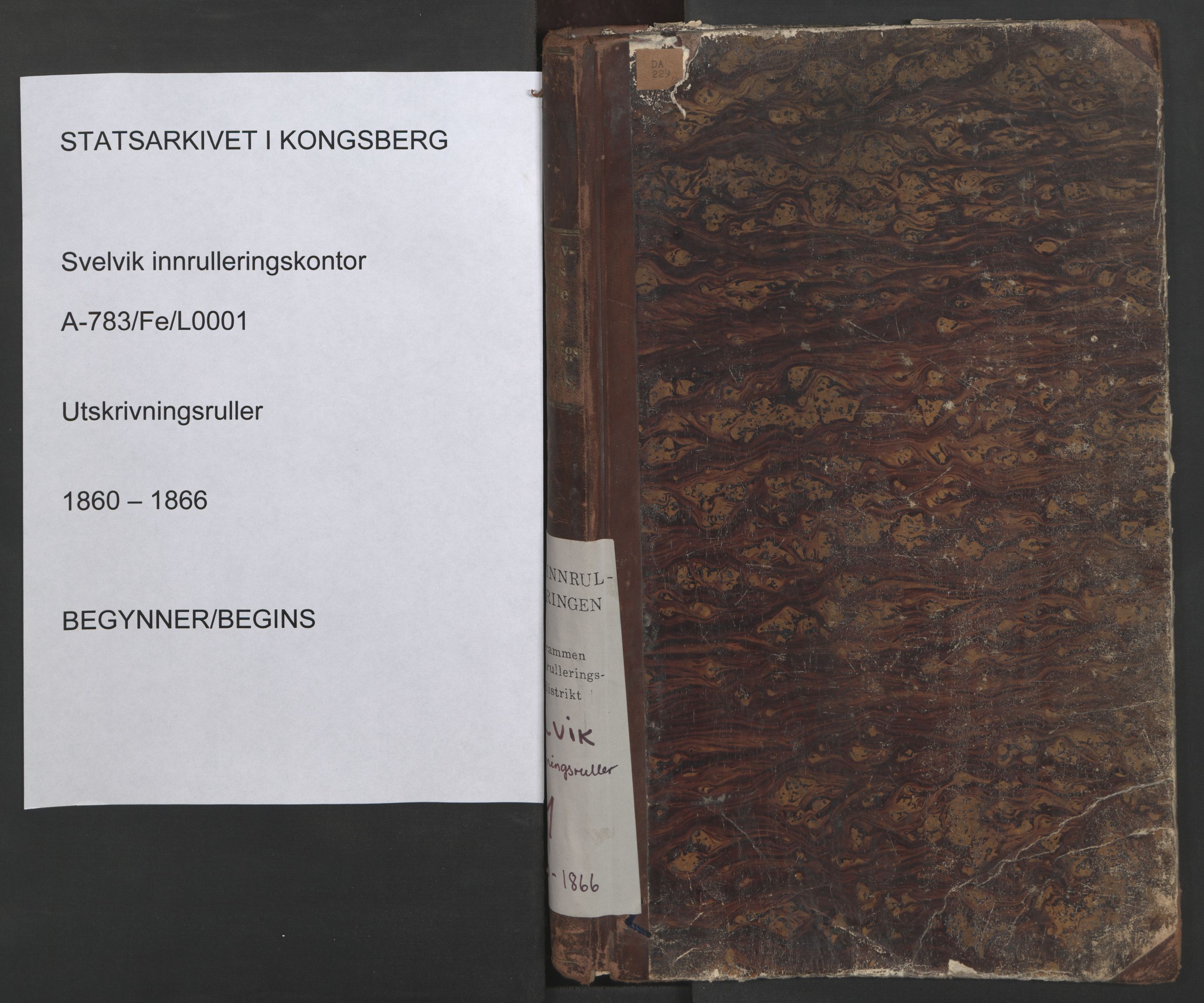 Svelvik innrulleringskontor, SAKO/A-783/F/Fe/L0001: Utskrivningsruller, 1860-1866