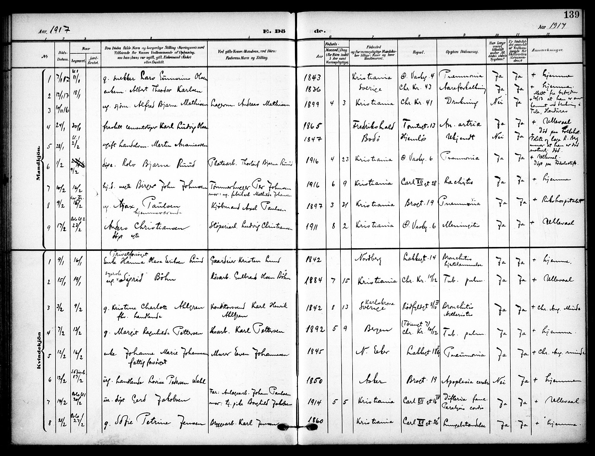 Vaterland prestekontor Kirkebøker, AV/SAO-A-10880/F/Fa/L0002: Ministerialbok nr. 2, 1907-1921, s. 139