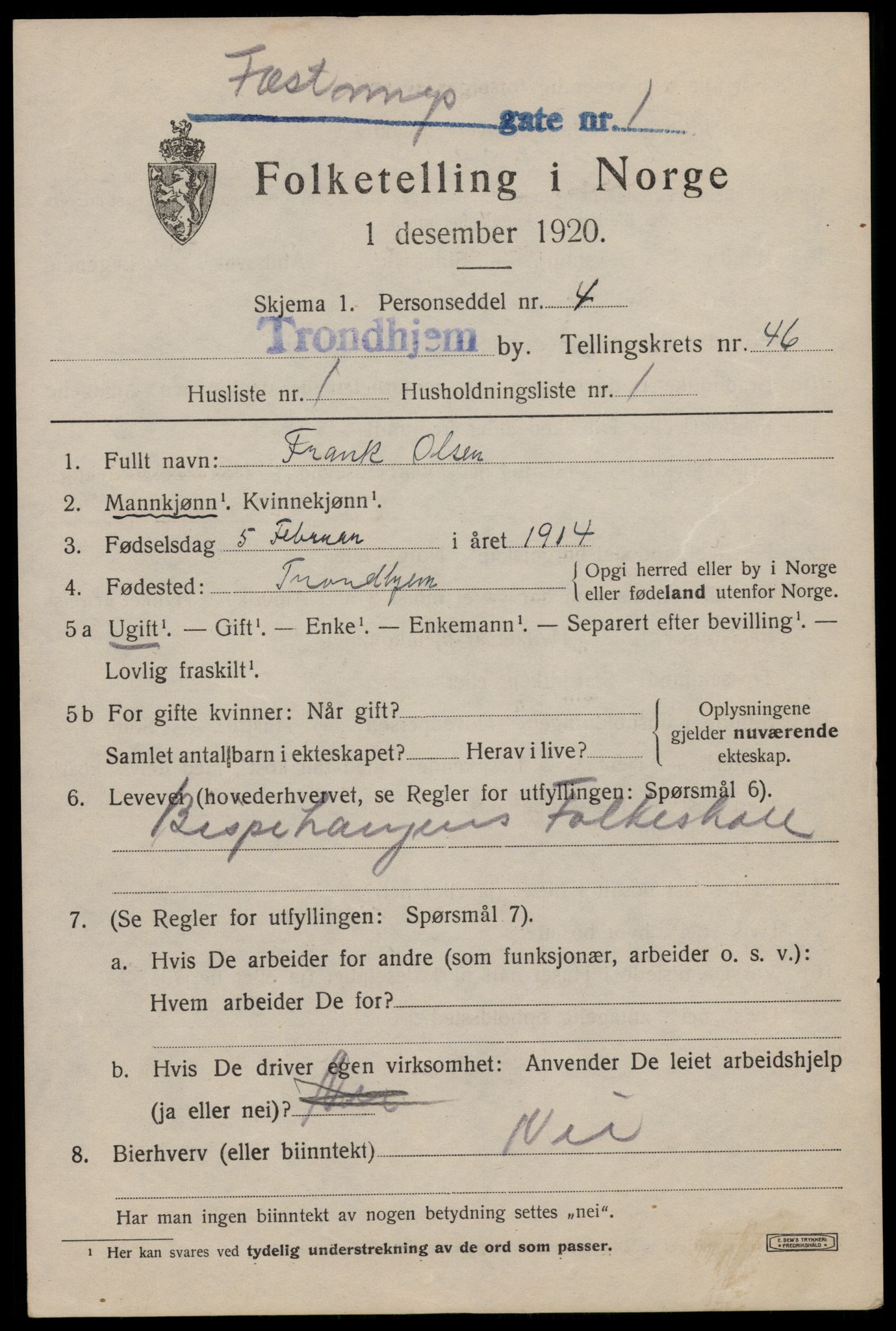 SAT, Folketelling 1920 for 1601 Trondheim kjøpstad, 1920, s. 97610