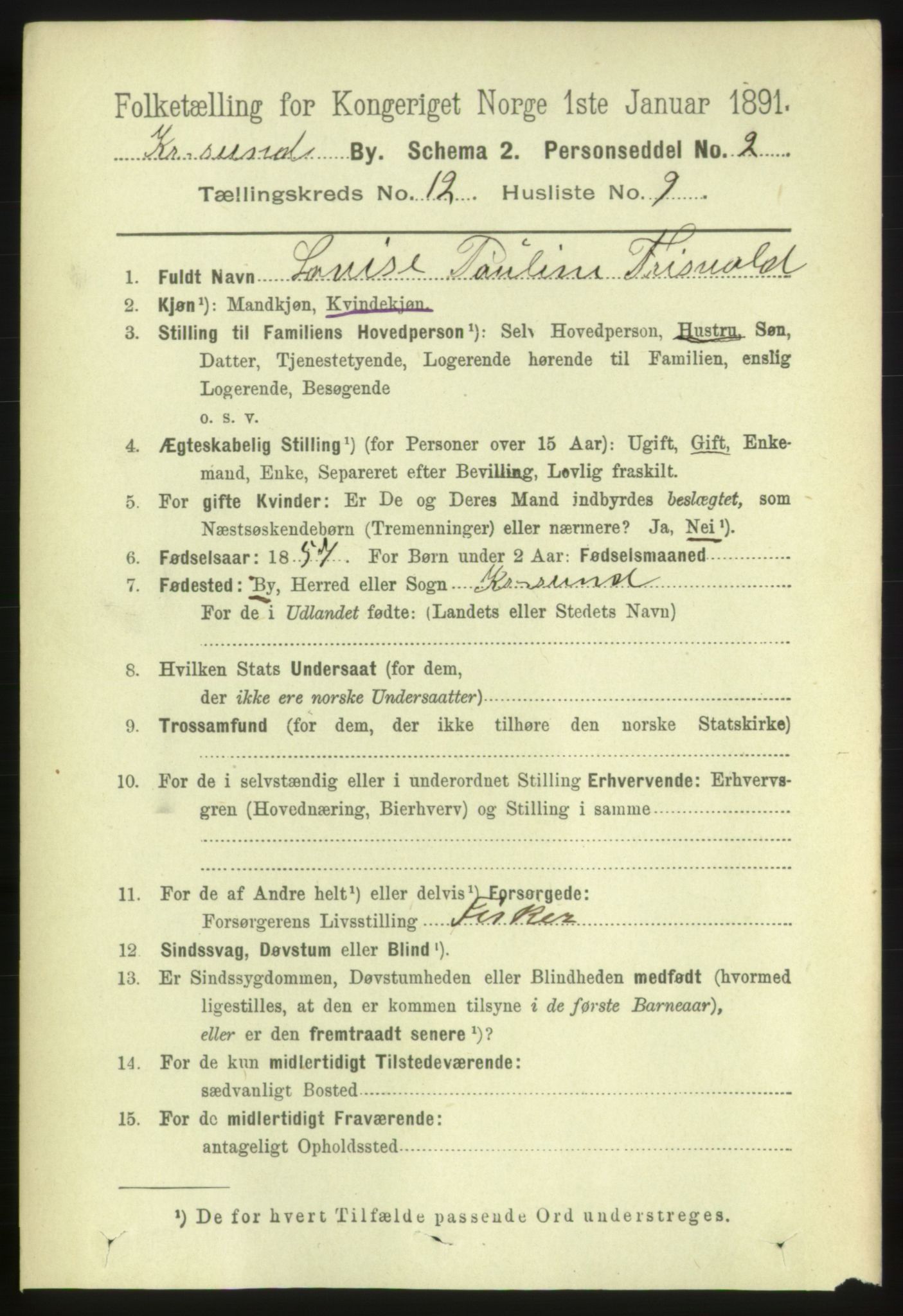 RA, Folketelling 1891 for 1503 Kristiansund kjøpstad, 1891, s. 9244