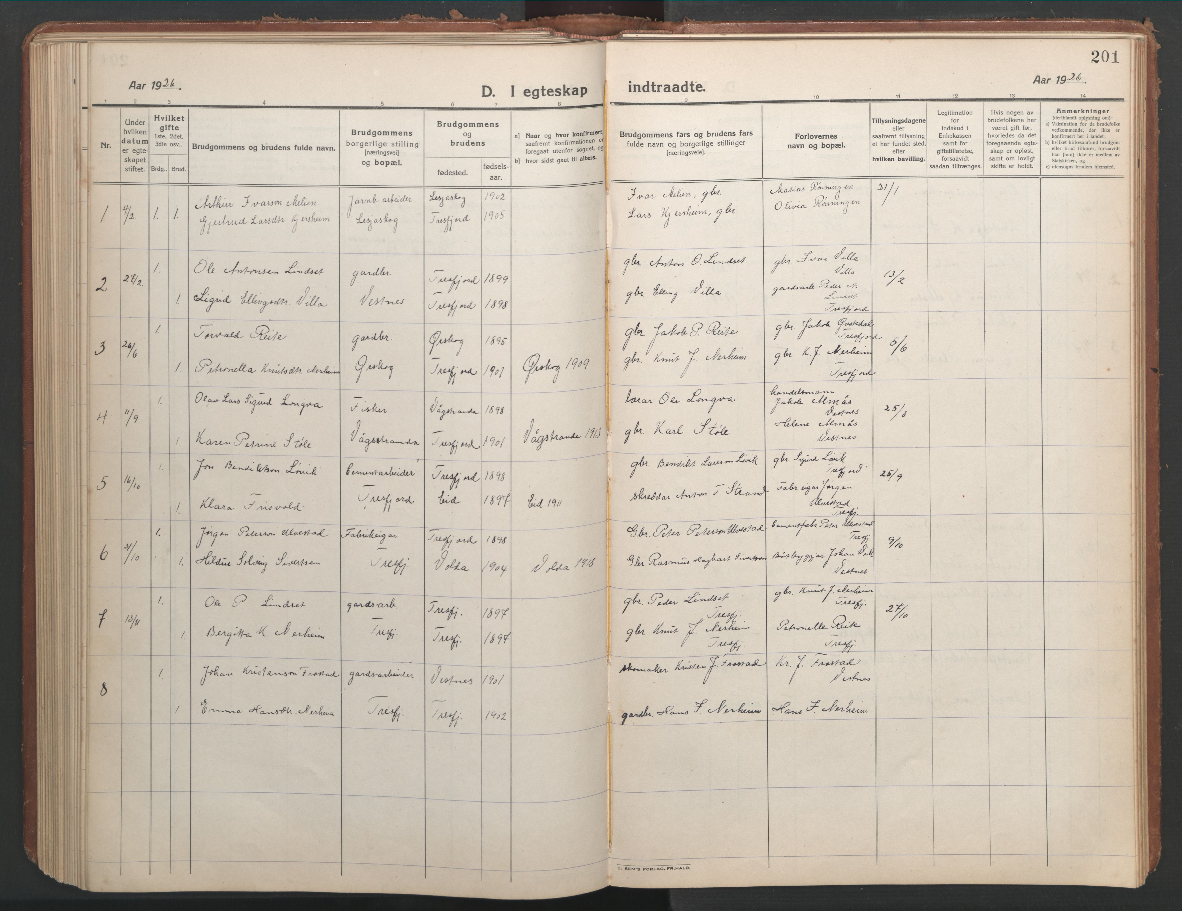 Ministerialprotokoller, klokkerbøker og fødselsregistre - Møre og Romsdal, SAT/A-1454/541/L0548: Klokkerbok nr. 541C03, 1921-1960, s. 201