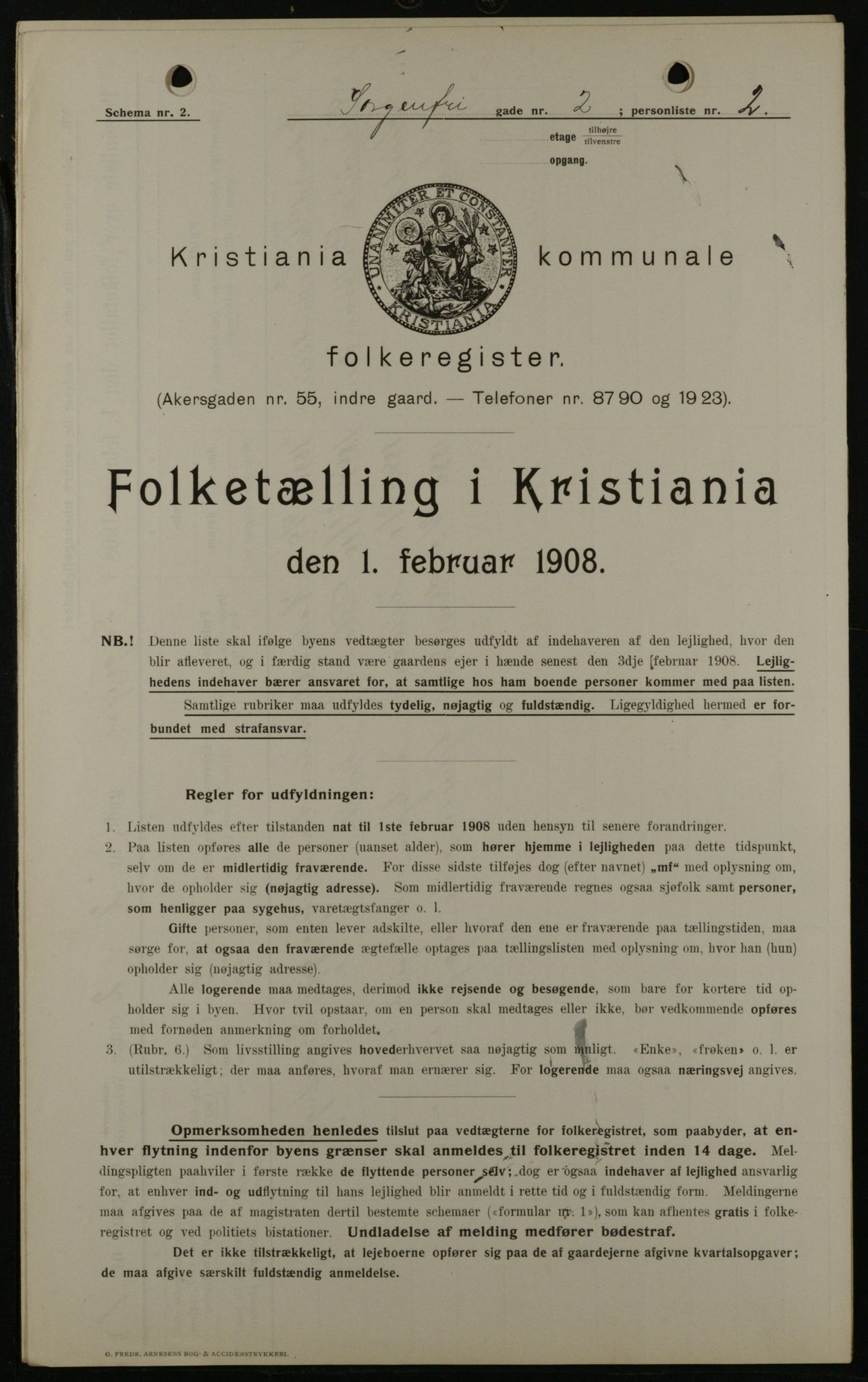 OBA, Kommunal folketelling 1.2.1908 for Kristiania kjøpstad, 1908, s. 89902