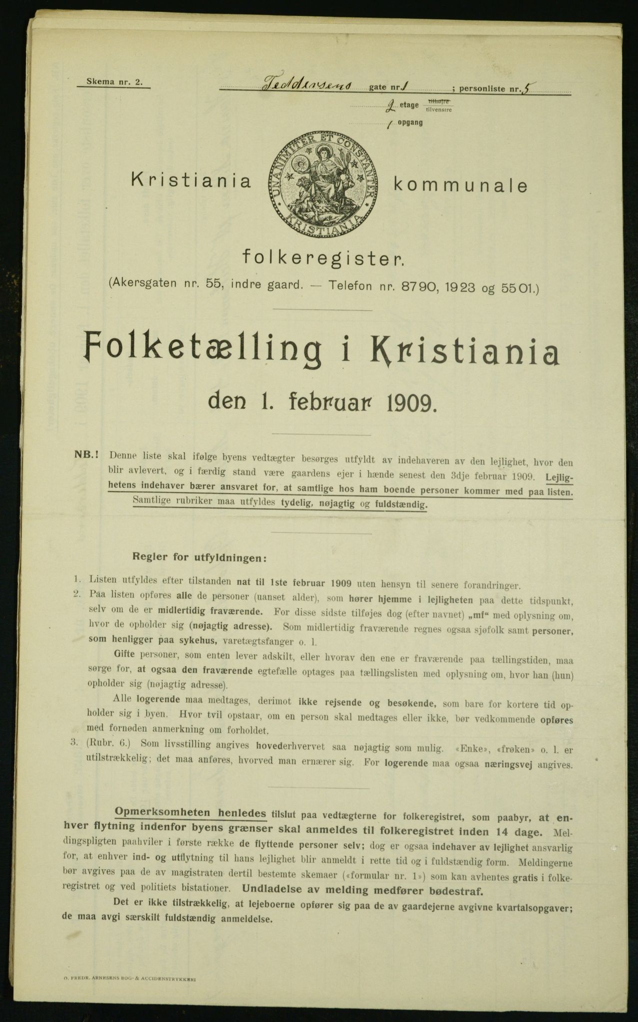 OBA, Kommunal folketelling 1.2.1909 for Kristiania kjøpstad, 1909, s. 21624