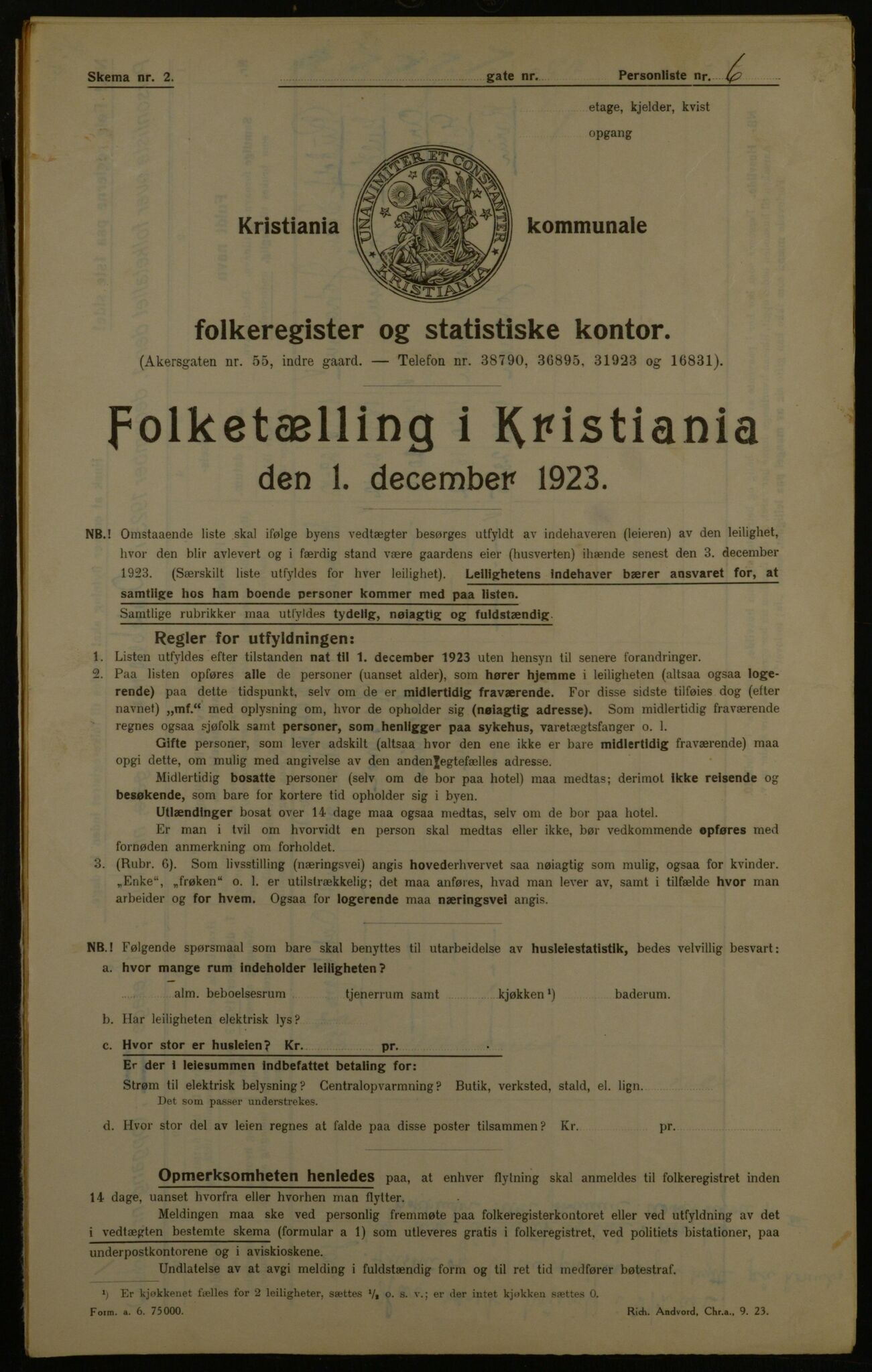 OBA, Kommunal folketelling 1.12.1923 for Kristiania, 1923, s. 143760