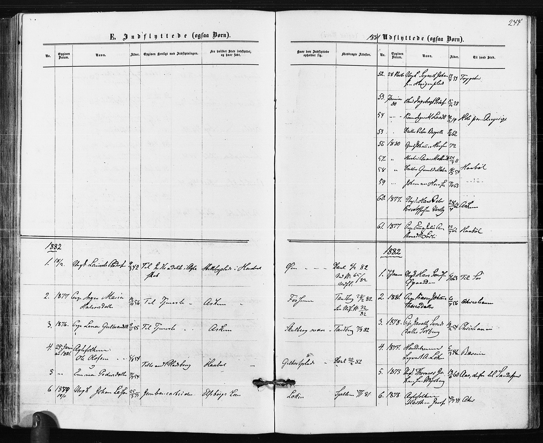 Spydeberg prestekontor Kirkebøker, SAO/A-10924/F/Fa/L0007: Ministerialbok nr. I 7, 1875-1885, s. 244