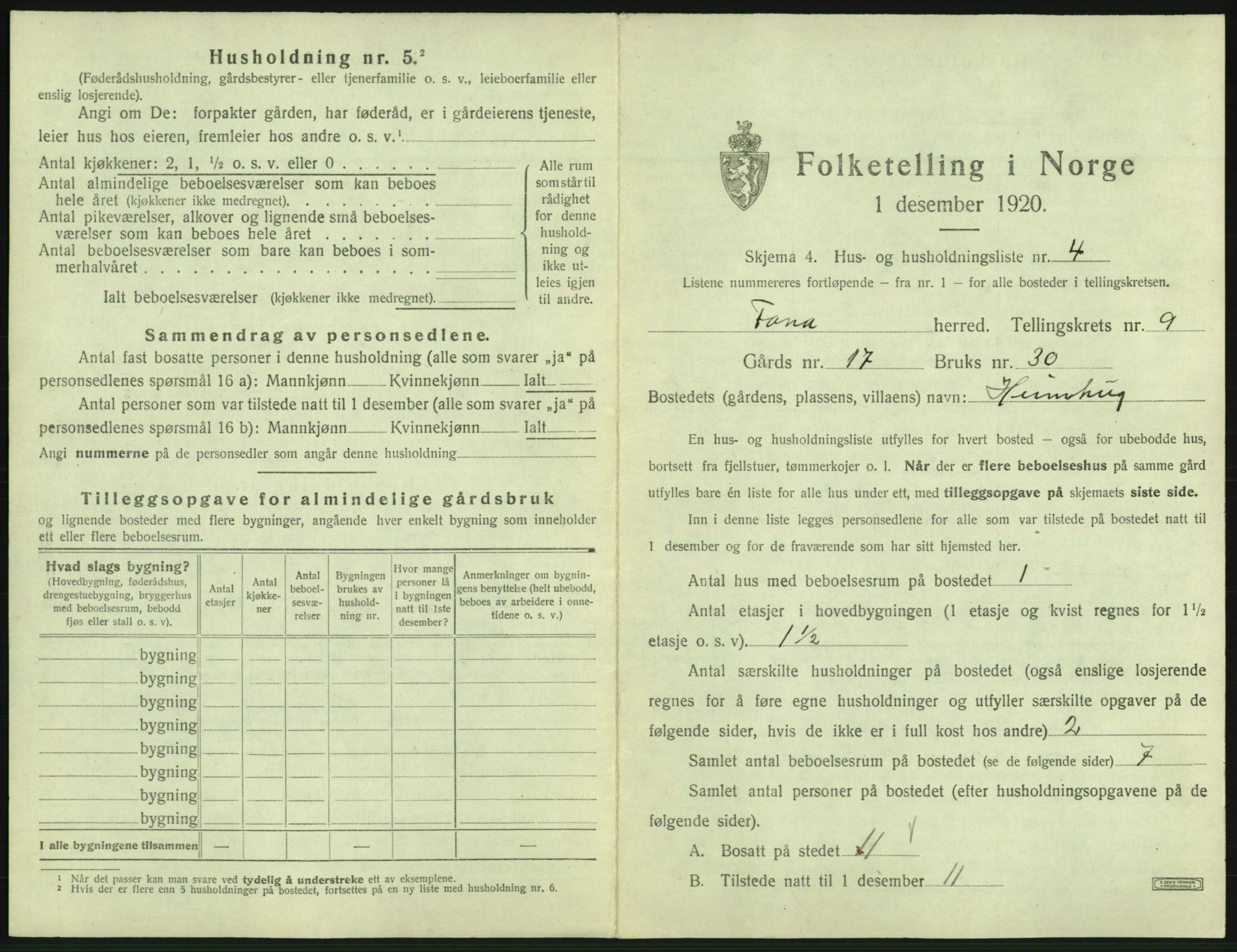 SAB, Folketelling 1920 for 1249 Fana herred, 1920, s. 1618