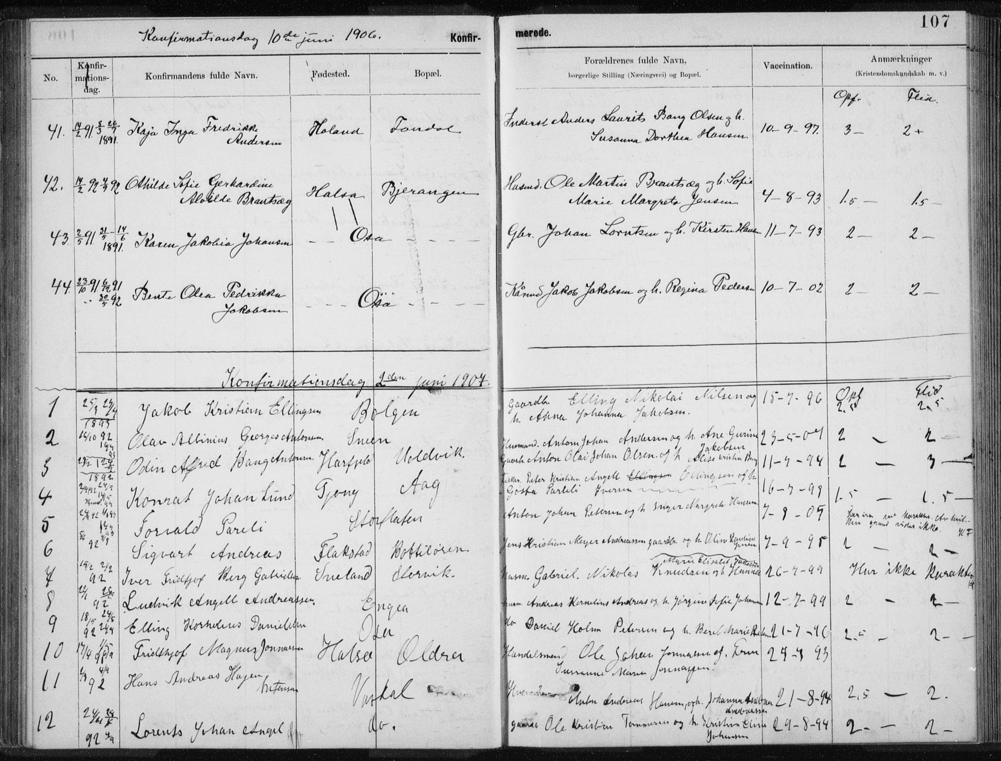 Ministerialprotokoller, klokkerbøker og fødselsregistre - Nordland, AV/SAT-A-1459/843/L0637: Klokkerbok nr. 843C06, 1884-1908, s. 107