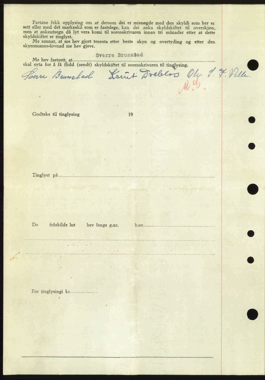 Nordre Sunnmøre sorenskriveri, AV/SAT-A-0006/1/2/2C/2Ca: Pantebok nr. A25, 1947-1947, Dagboknr: 1689/1947