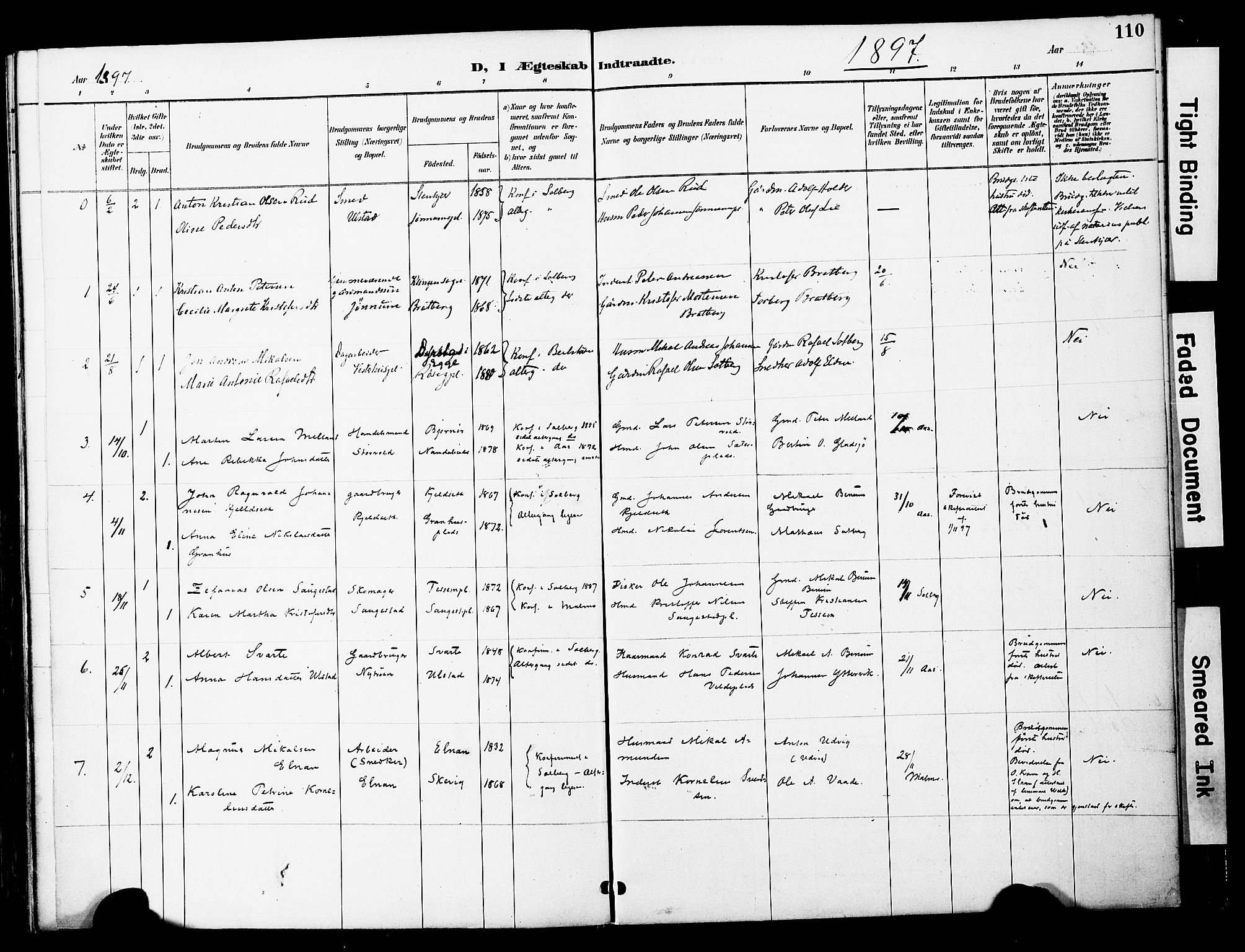 Ministerialprotokoller, klokkerbøker og fødselsregistre - Nord-Trøndelag, SAT/A-1458/741/L0396: Ministerialbok nr. 741A10, 1889-1901, s. 110