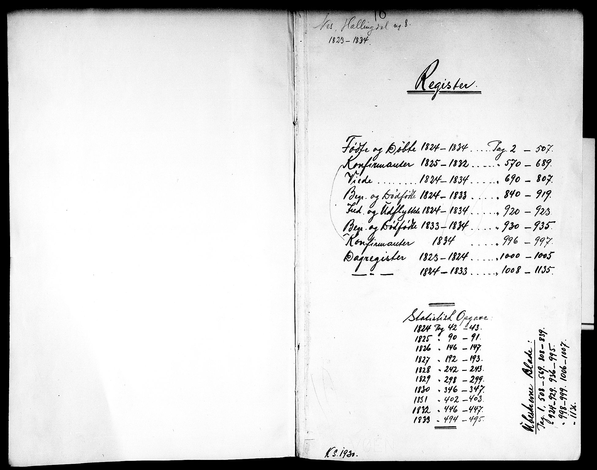 Nes kirkebøker, SAKO/A-236/F/Fa/L0008: Ministerialbok nr. 8, 1824-1834