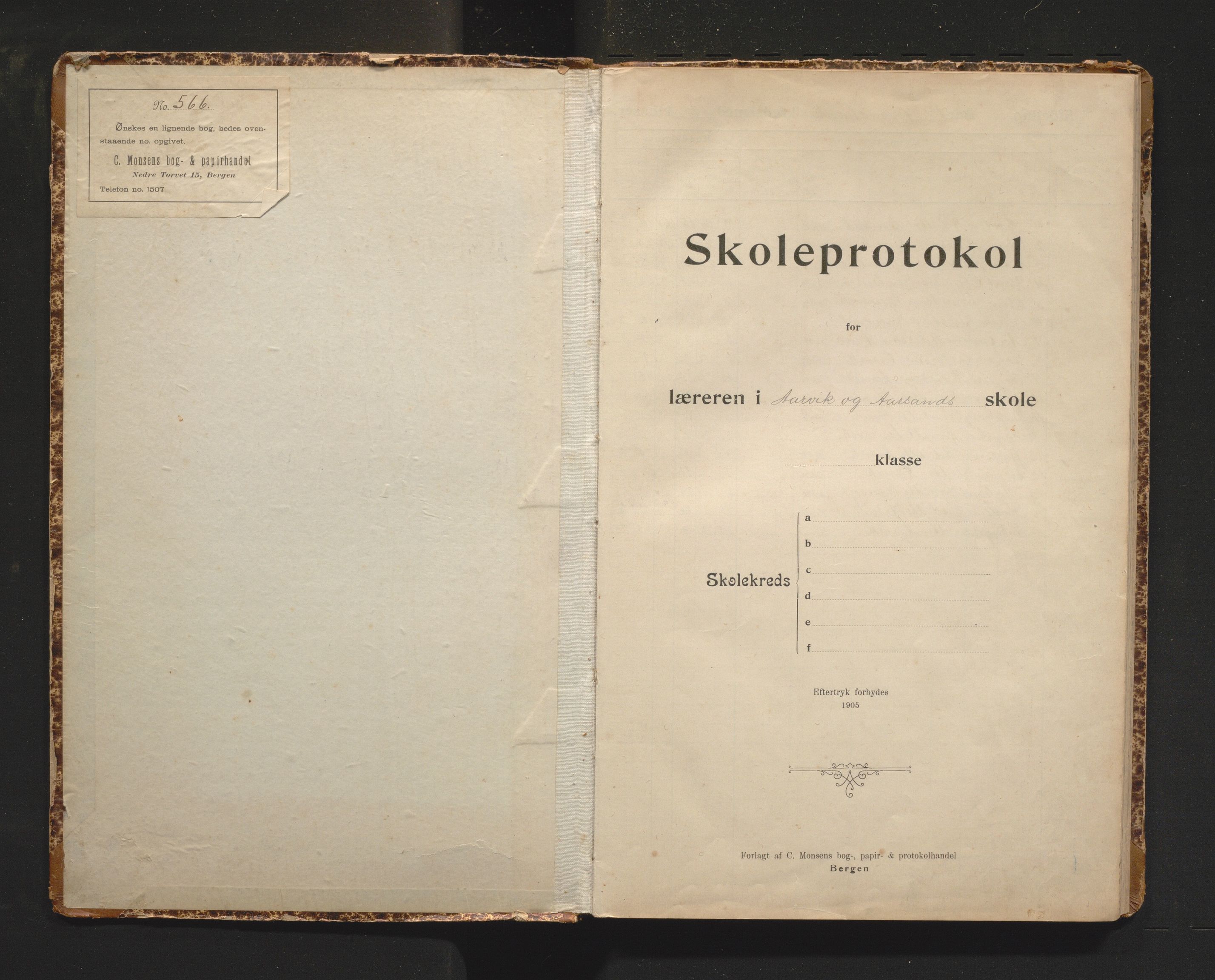 Kvinnherad kommune. Barneskulane, IKAH/1224-231/F/Fd/L0004: Skuleprotokoll for Årvik og Årsand krinsar , 1907-1968