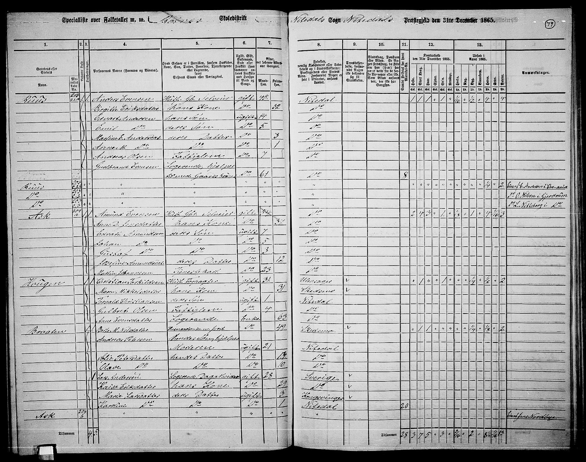 RA, Folketelling 1865 for 0233P Nittedal prestegjeld, 1865, s. 70