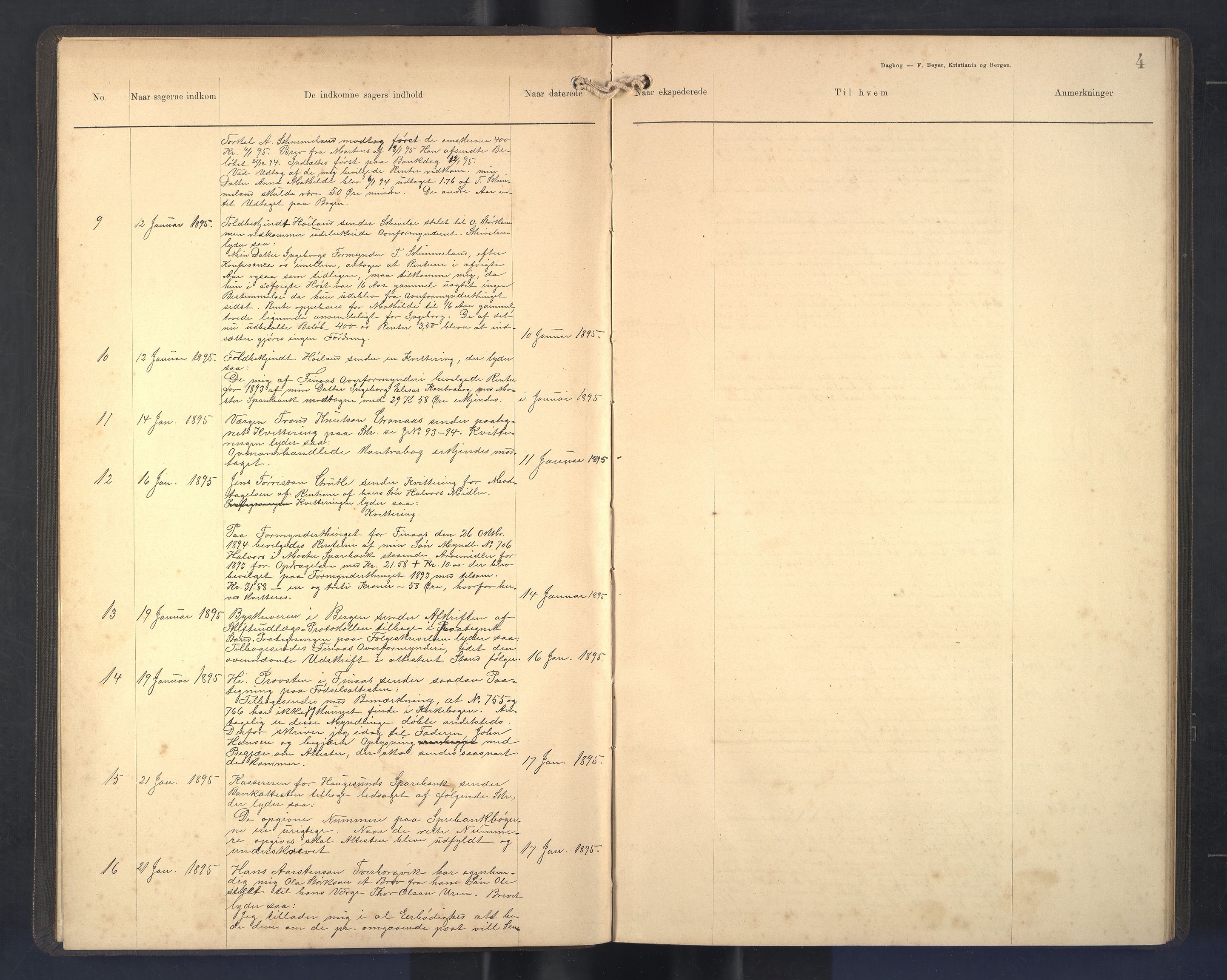 Finnaas kommune. Overformynderiet, IKAH/1218a-812/C/Ca/Caa/L0003: Postjournal for Finnås overformynderi, 1894-1901
