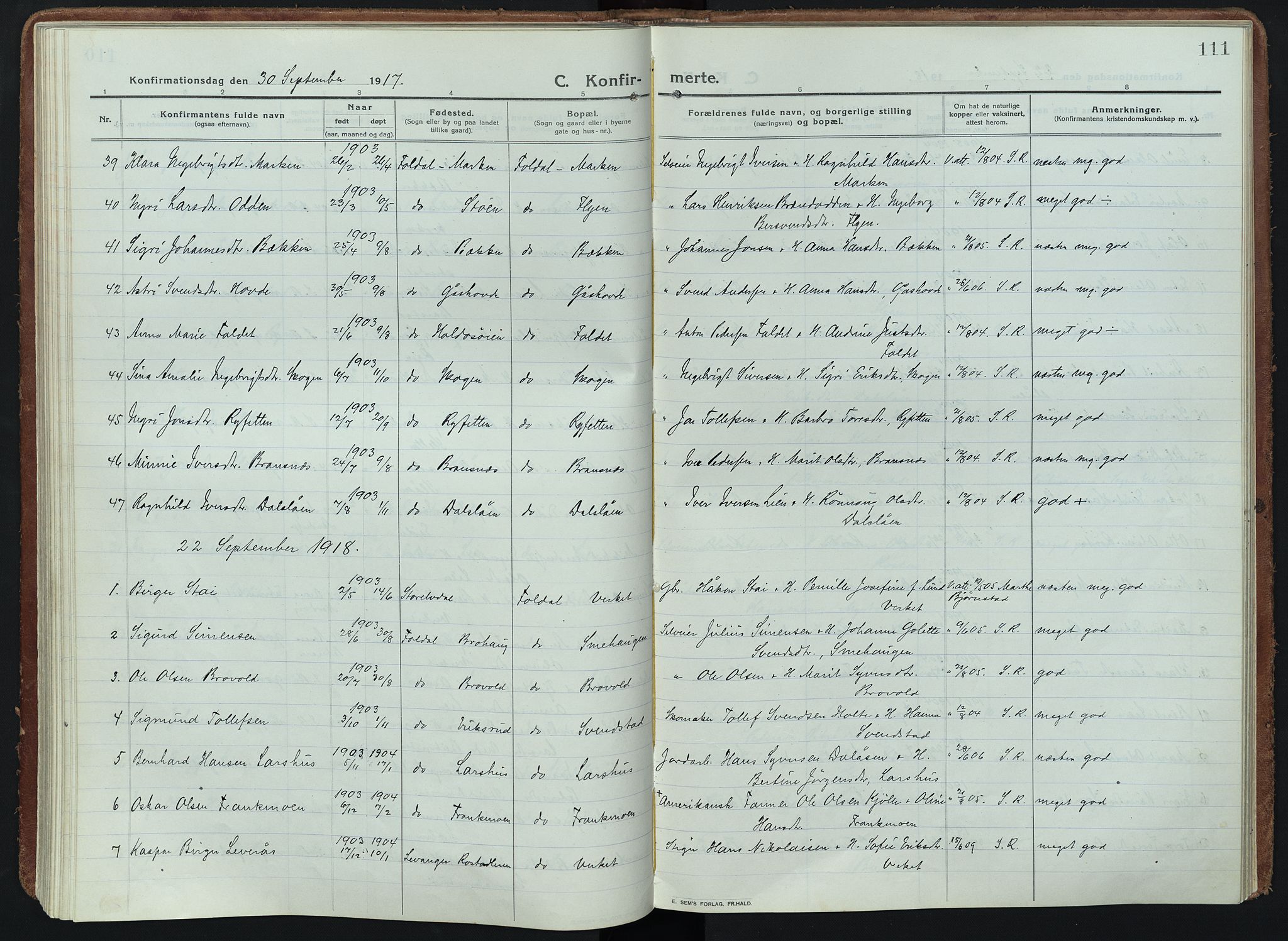 Alvdal prestekontor, AV/SAH-PREST-060/H/Ha/Haa/L0005: Ministerialbok nr. 5, 1913-1930, s. 111