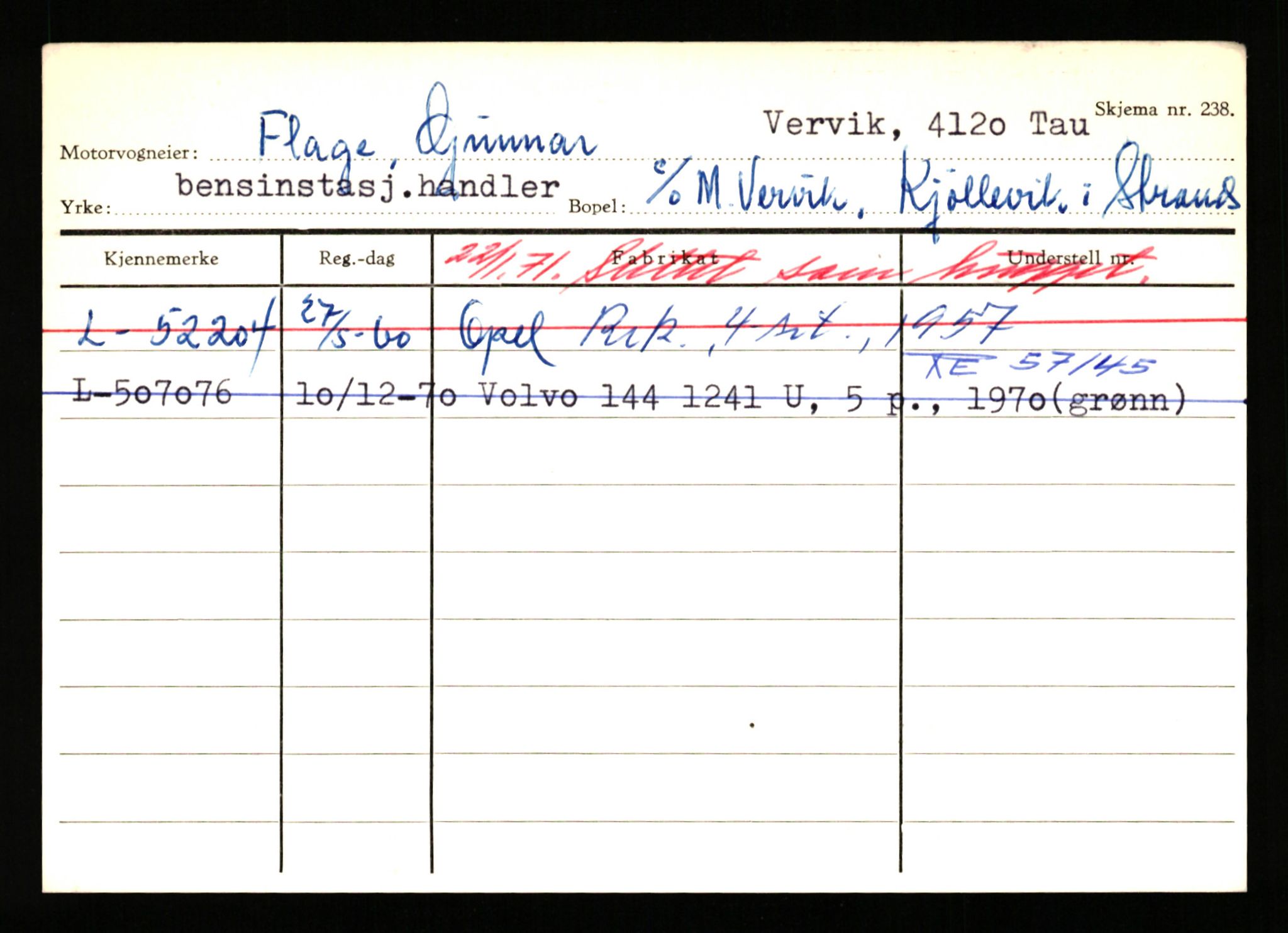 Stavanger trafikkstasjon, AV/SAST-A-101942/0/H/L0009: Fjælberg - Fuglerud, 1930-1971, s. 485