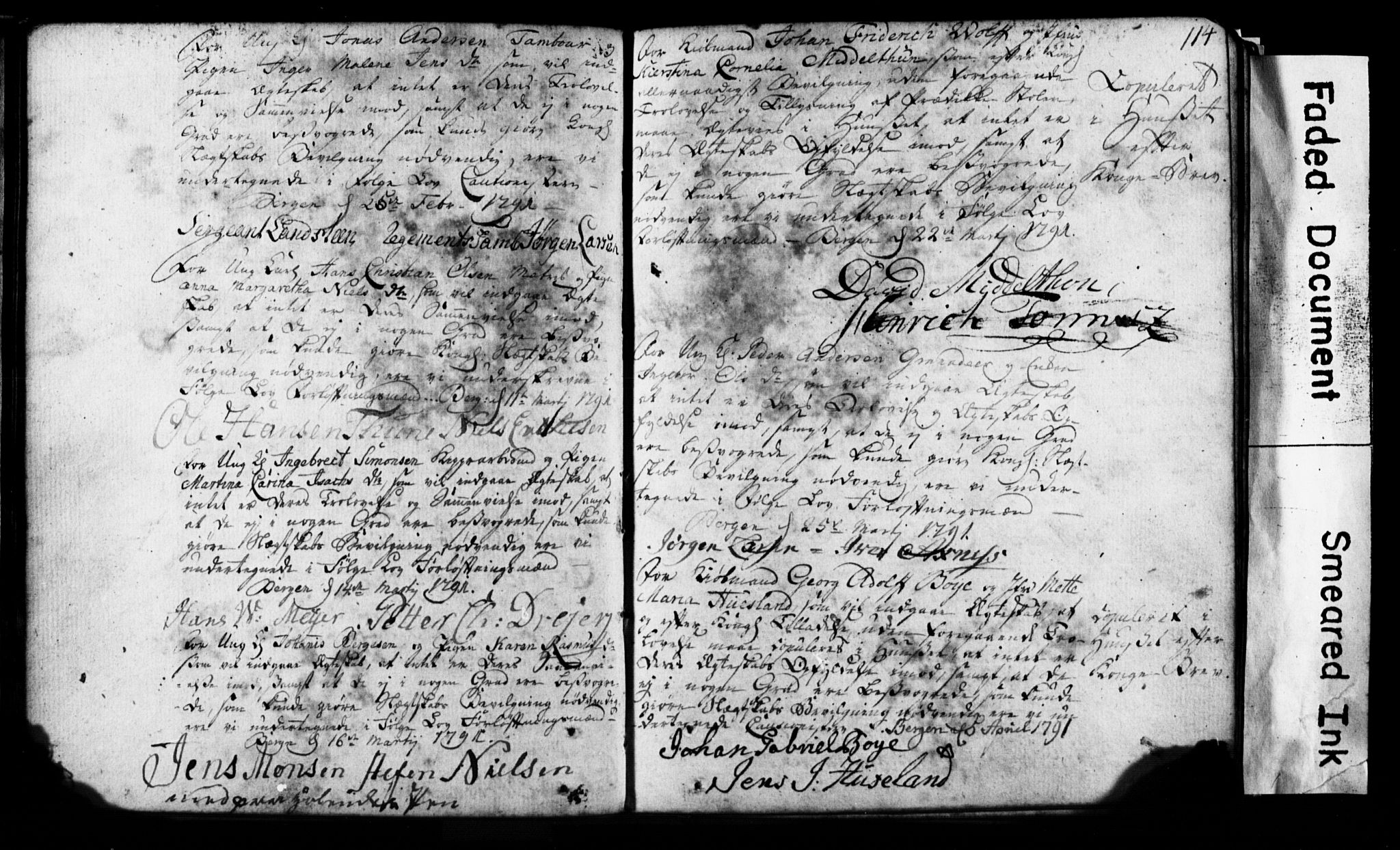 Korskirken sokneprestembete, SAB/A-76101: Forlovererklæringer nr. II.5.1, 1776-1816, s. 114