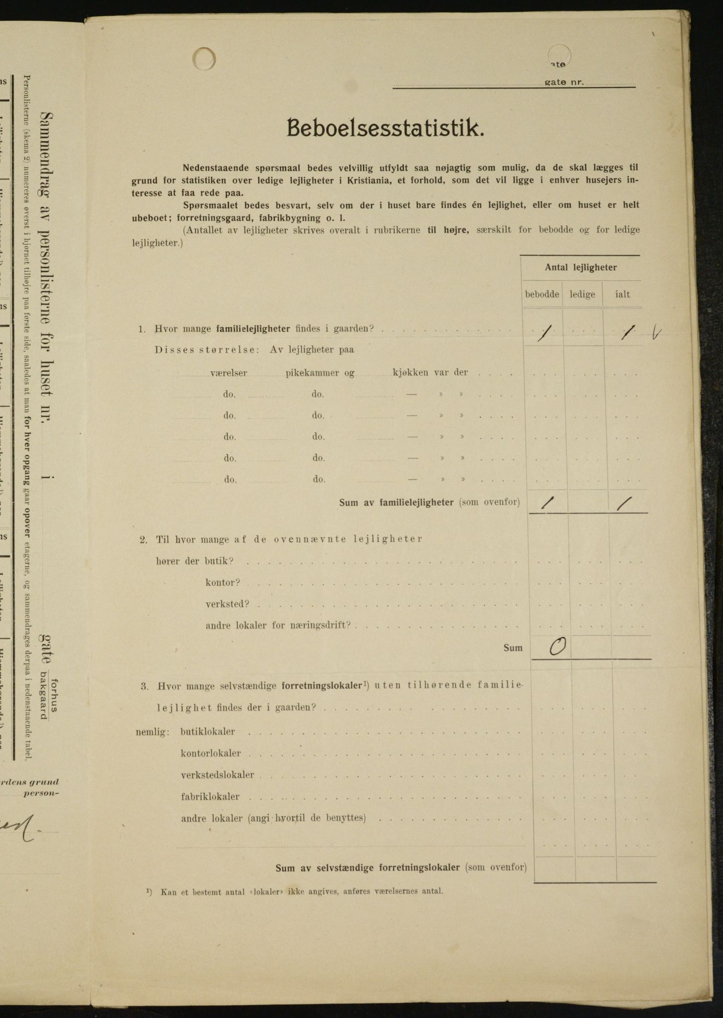 OBA, Kommunal folketelling 1.2.1909 for Kristiania kjøpstad, 1909, s. 3220