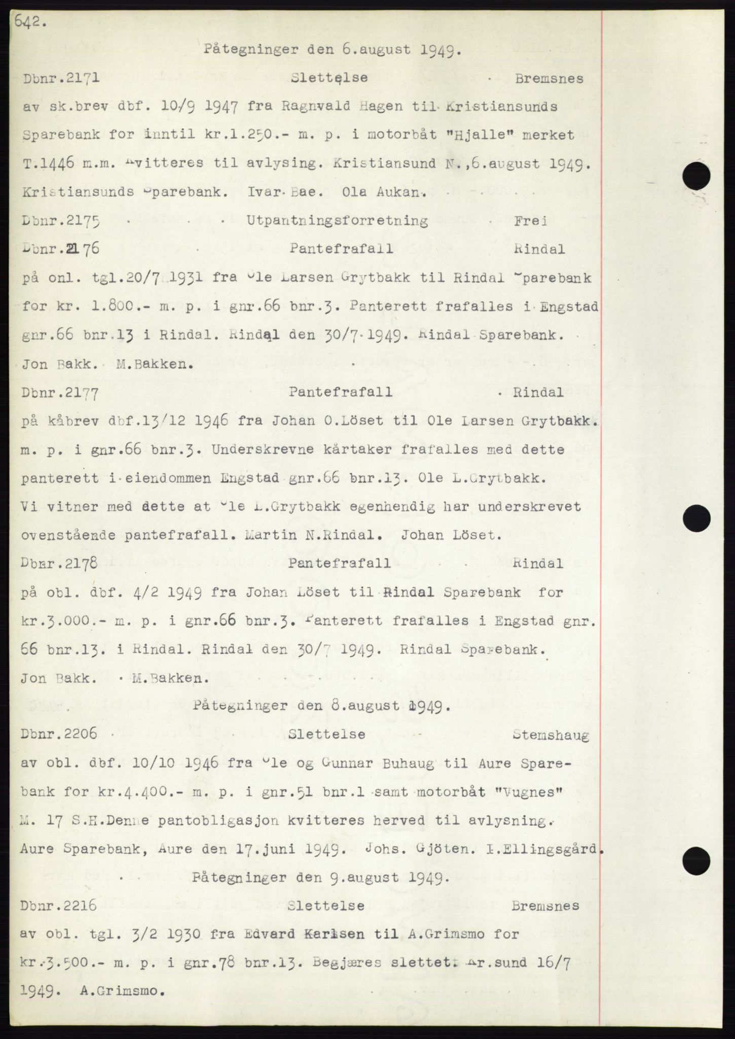 Nordmøre sorenskriveri, SAT/A-4132/1/2/2Ca: Pantebok nr. C82b, 1946-1951, Dagboknr: 2171/1949