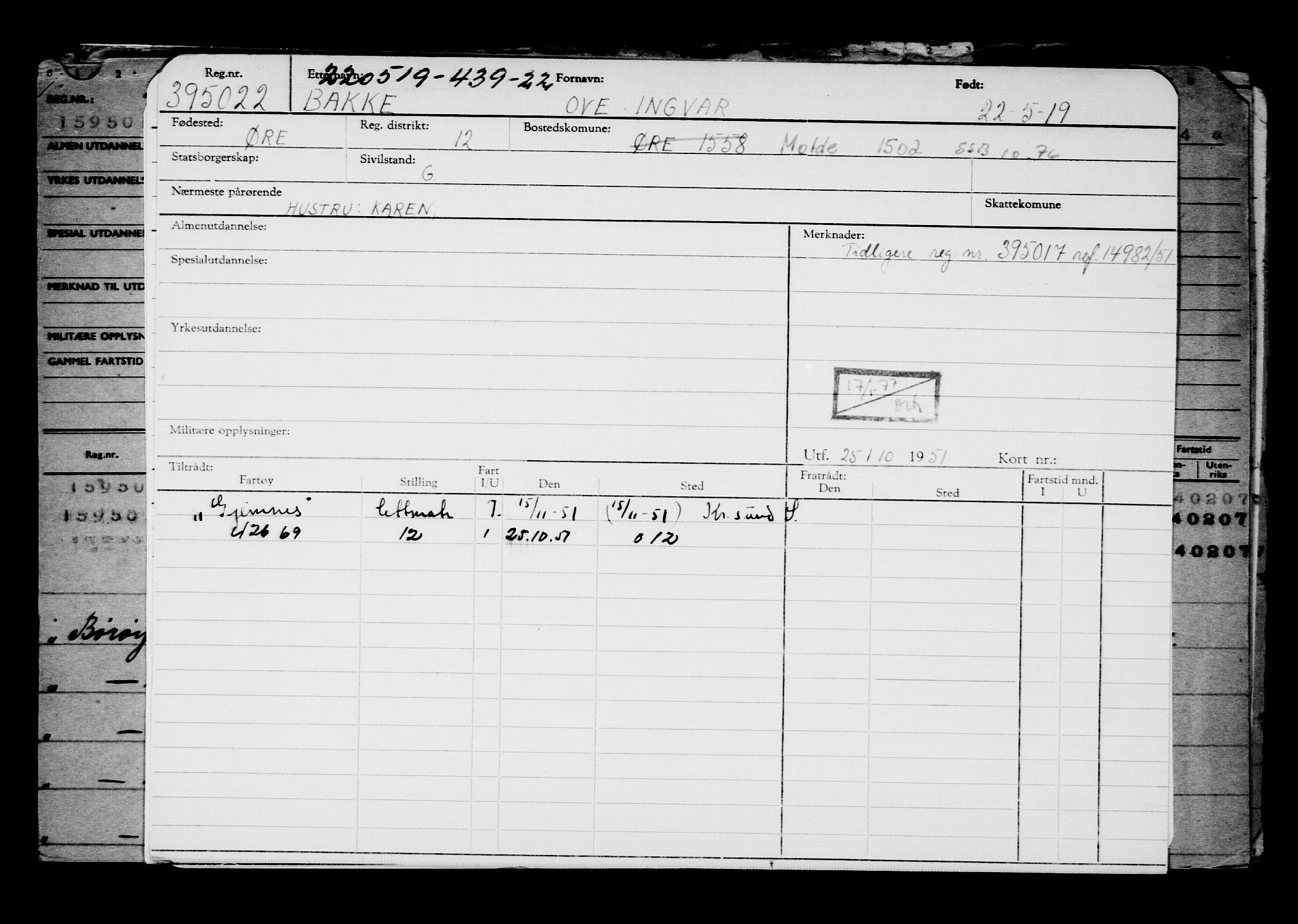 Direktoratet for sjømenn, AV/RA-S-3545/G/Gb/L0169: Hovedkort, 1919, s. 66