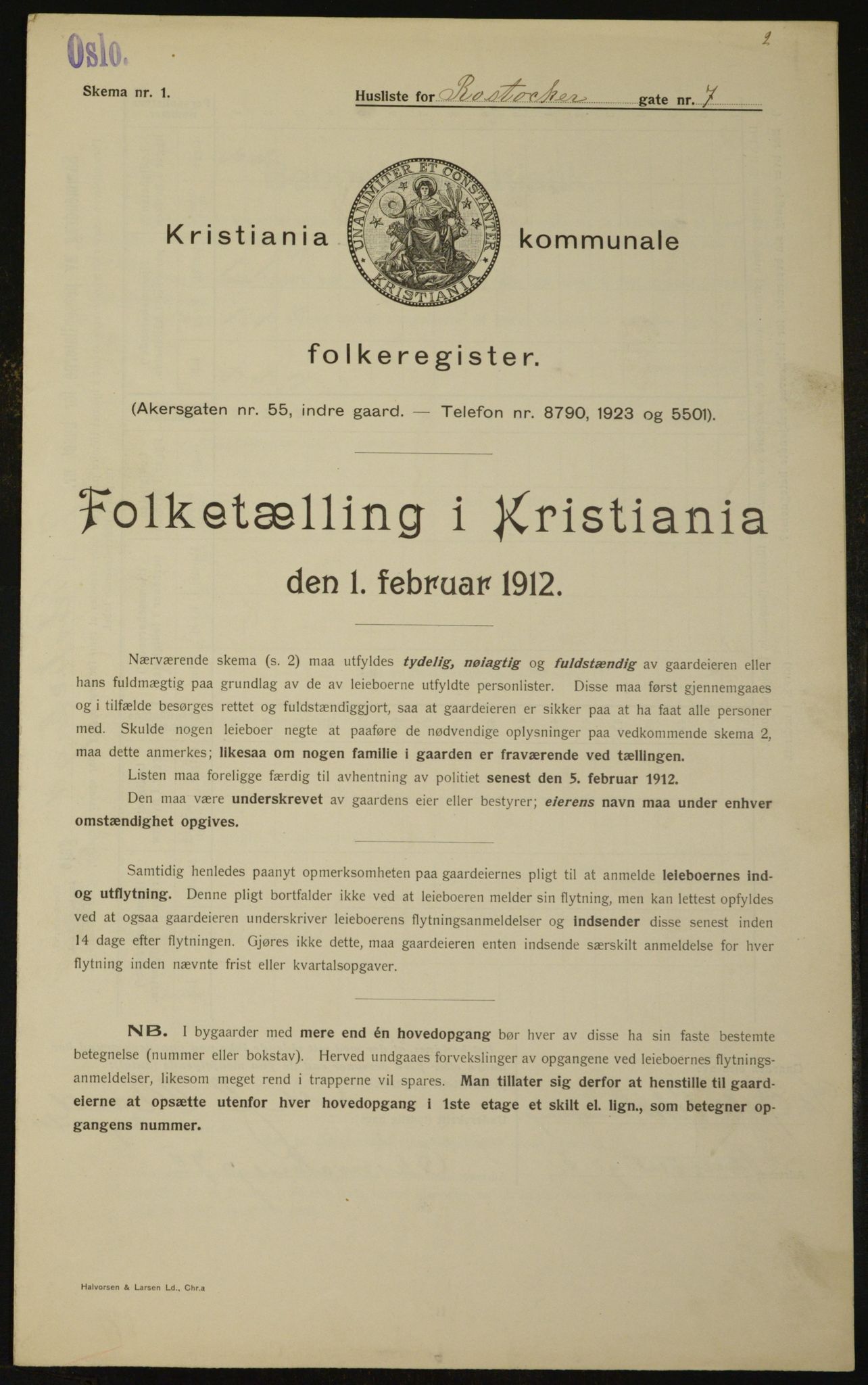 OBA, Kommunal folketelling 1.2.1912 for Kristiania, 1912, s. 84699