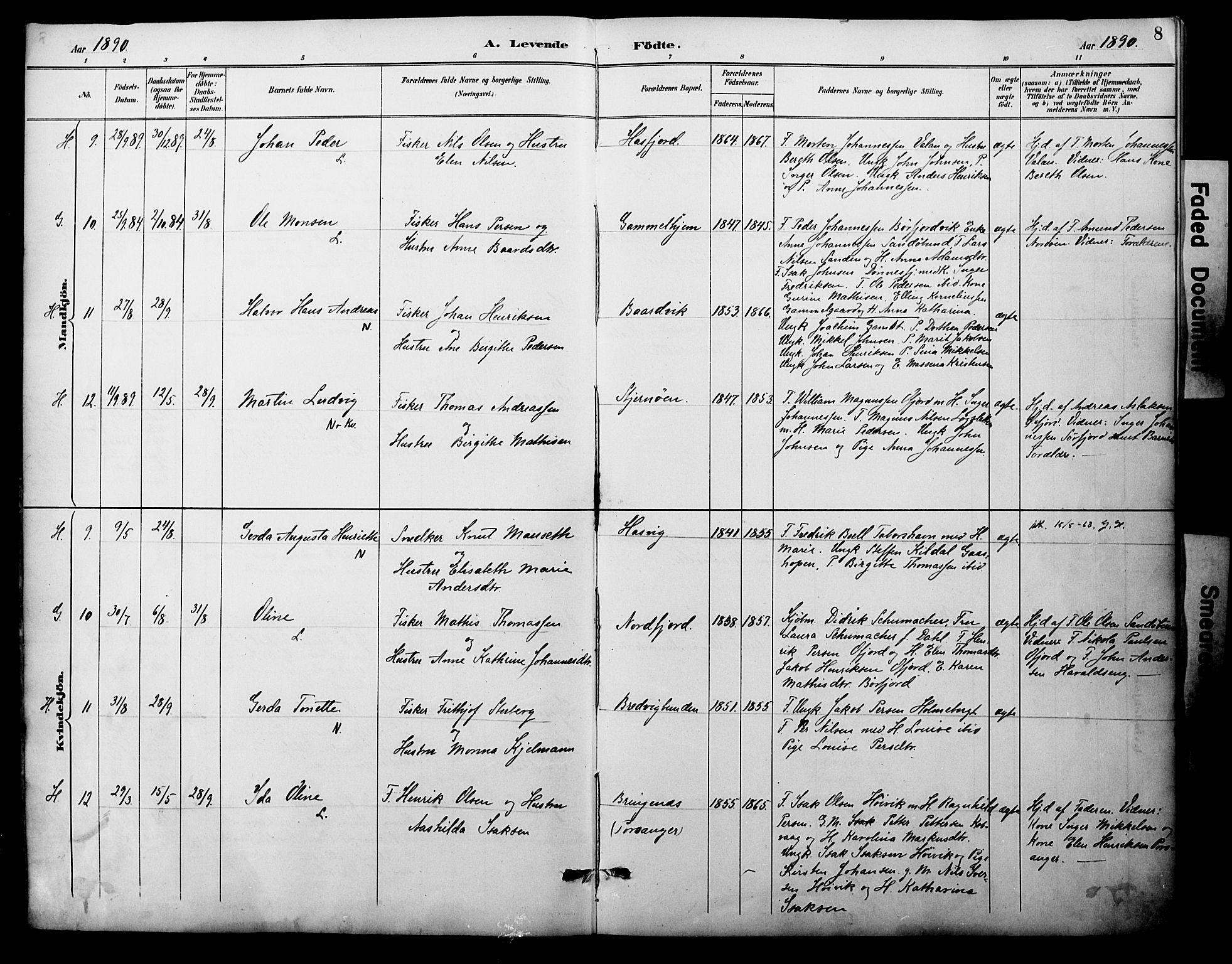 Loppa sokneprestkontor, AV/SATØ-S-1339/H/Ha/L0008kirke: Ministerialbok nr. 8, 1889-1907, s. 8